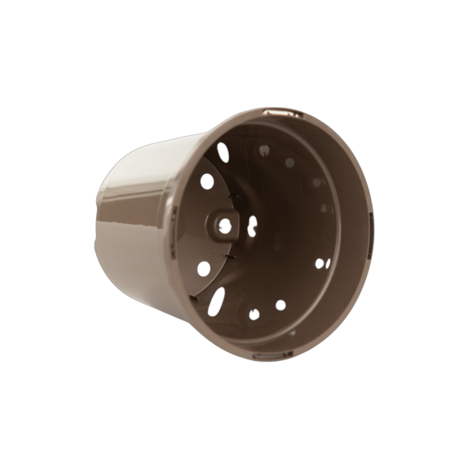 AEROPLAS 1ltr Slotted (25mm) Round Container Pot TAUPE