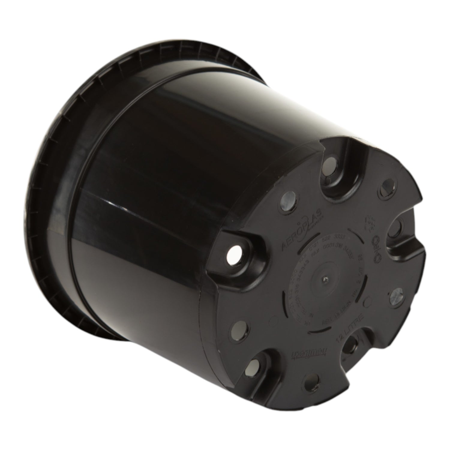 AEROPLAS 12ltr Non-Slotted Round Container Pot BLACK