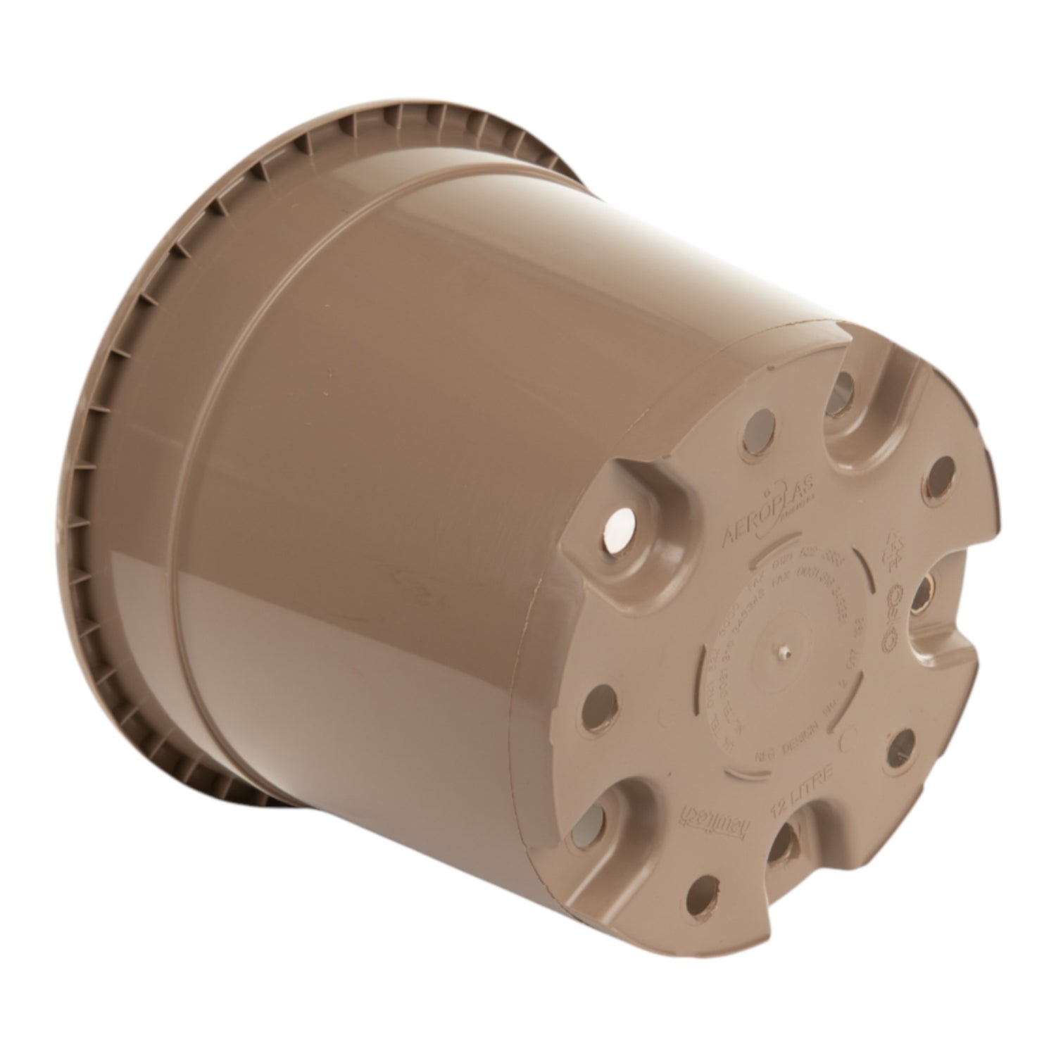 AEROPLAS 12ltr Non-Slotted Round Container Pot TAUPE