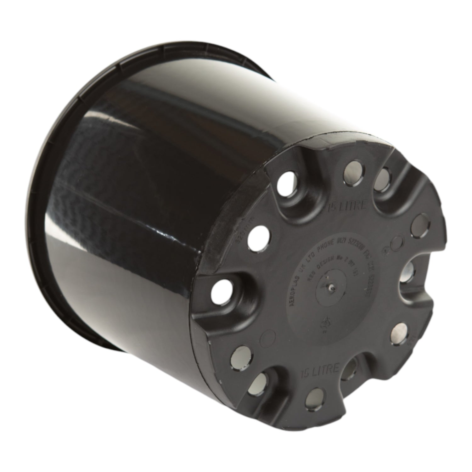 AEROPLAS 15ltr Non-Slotted Round Container Pot BLACK