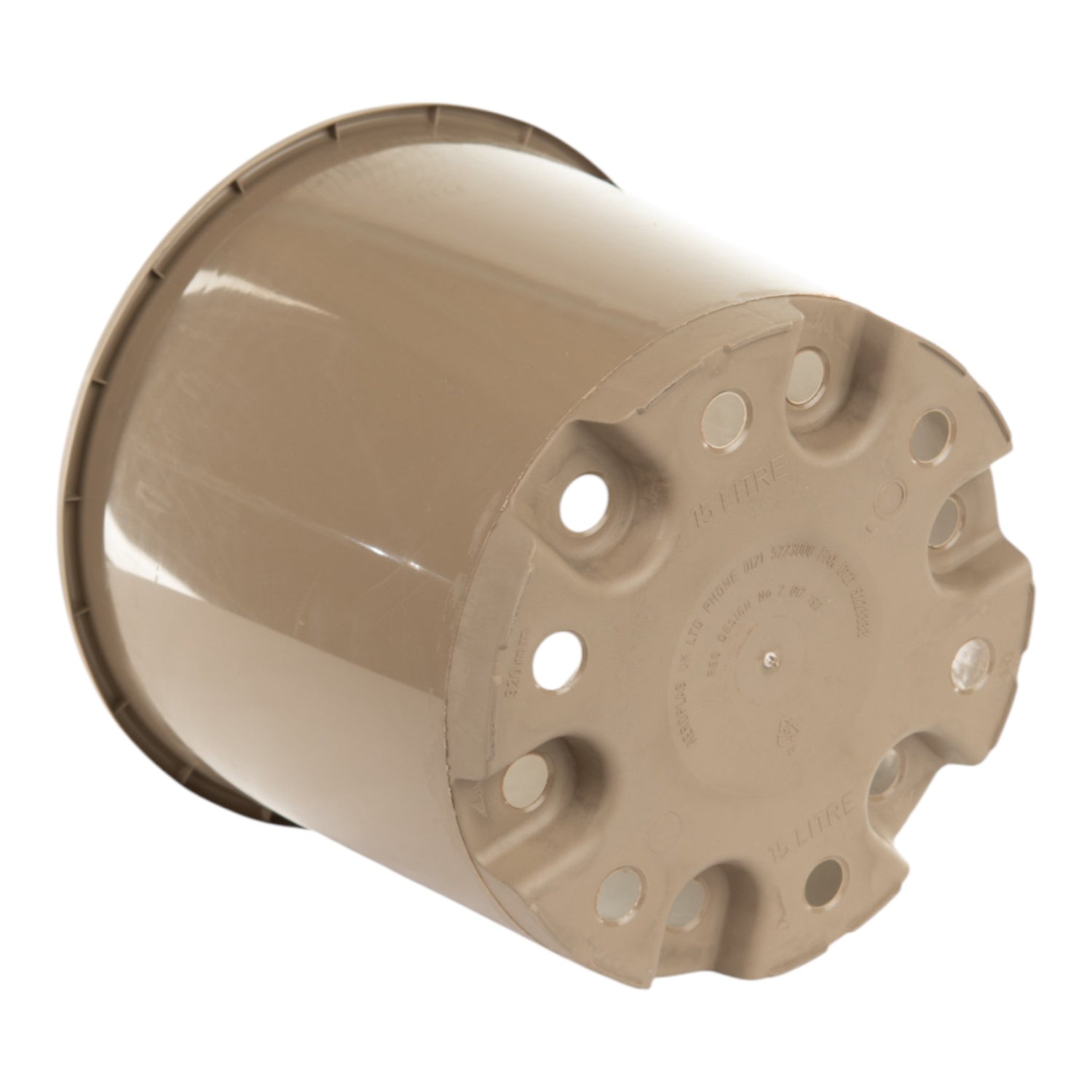 AEROPLAS 15ltr Non-Slotted Round Container Pot TAUPE