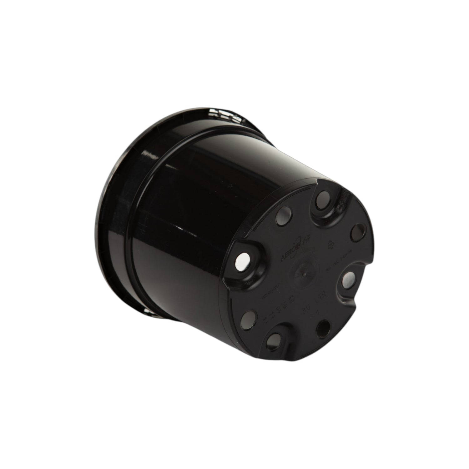 AEROPLAS 1ltr Slotted (25mm) Round Container Pot BLACK