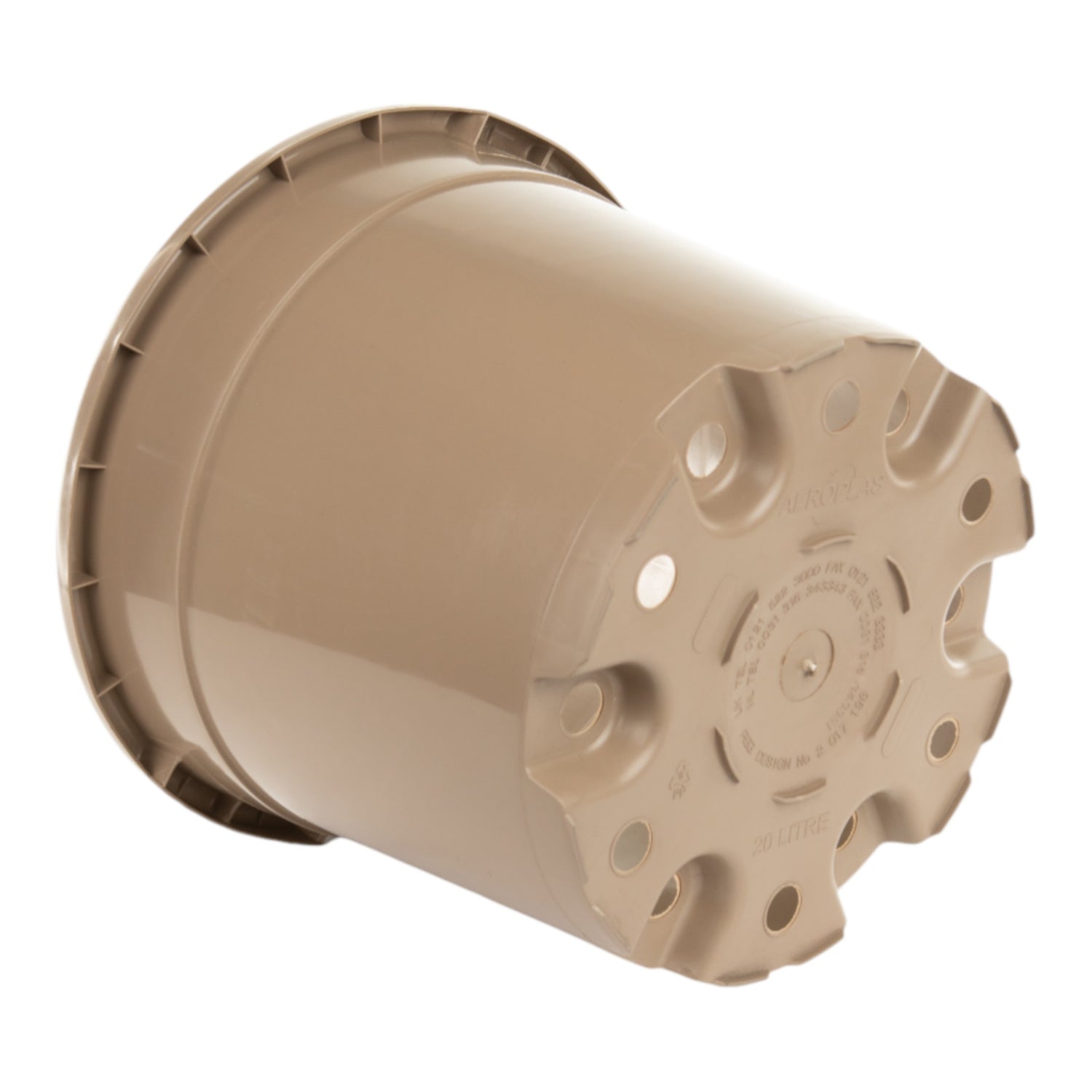 AEROPLAS 20ltr Non-Slotted Round Container Pot TAUPE
