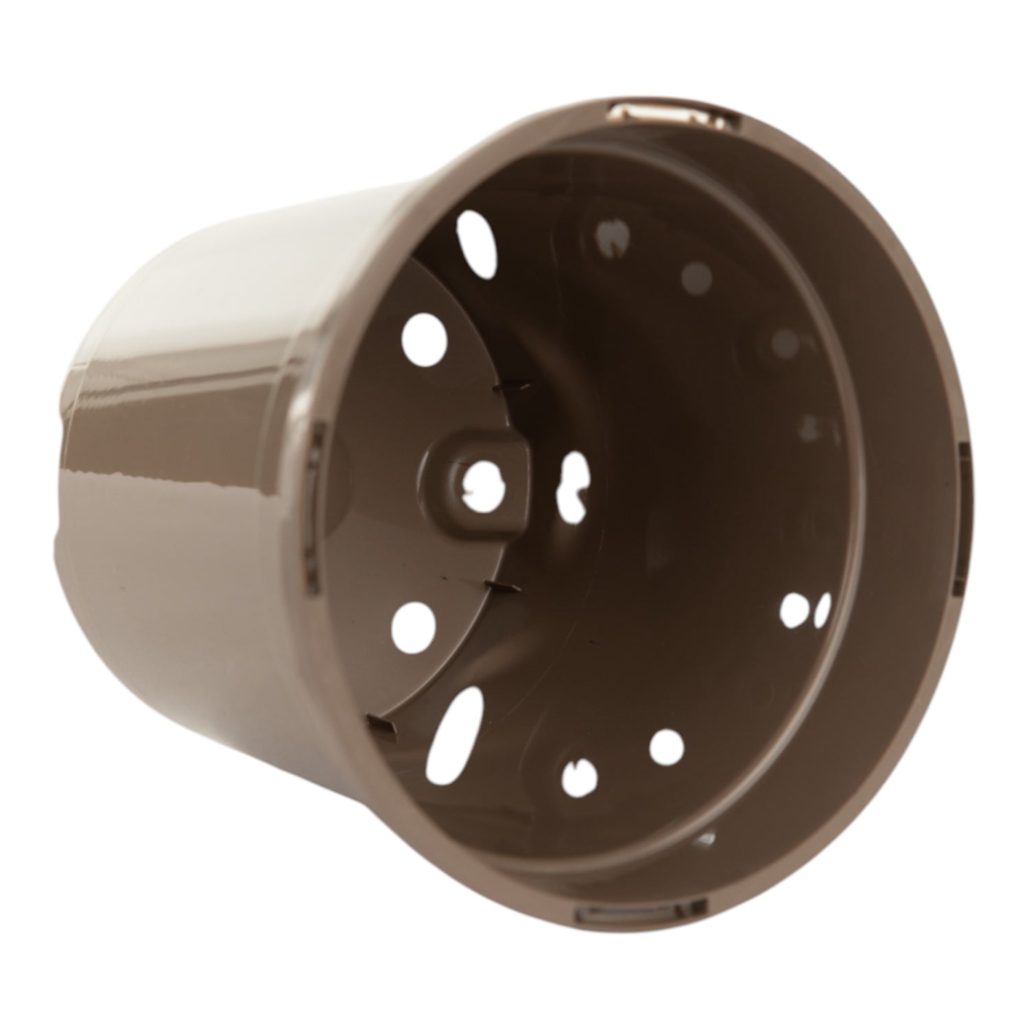 AEROPLAS 2ltr Slotted (40mm) Round Container Pot TAUPE