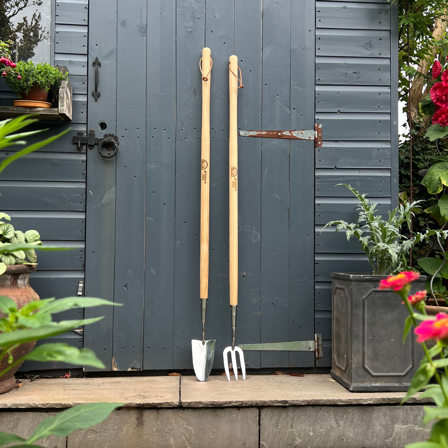 Growers Own Stainless Steel Long Handled Trowel with Ash Wood Handle