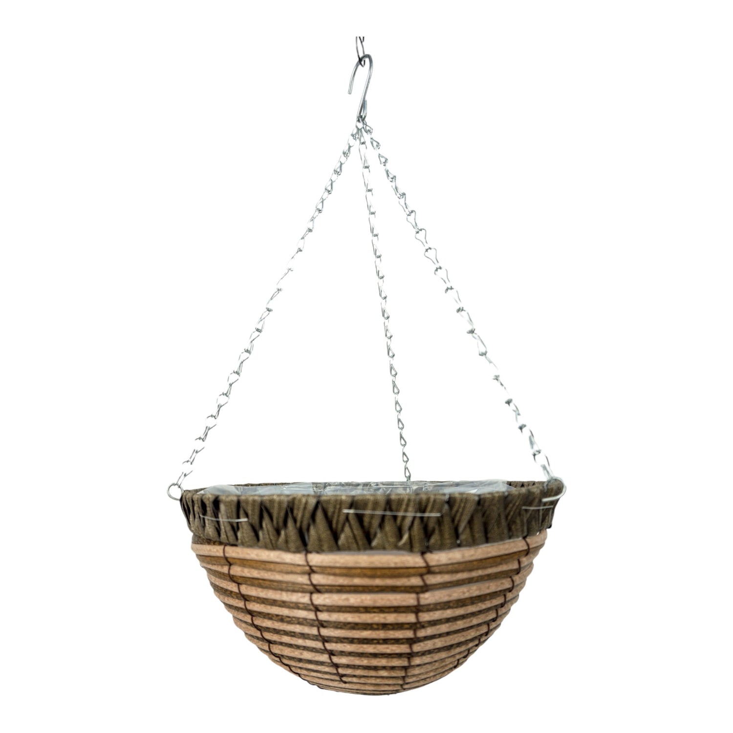 GROWERS OWN Belvoir 14" Round Plastic Rattan Hanging Basket