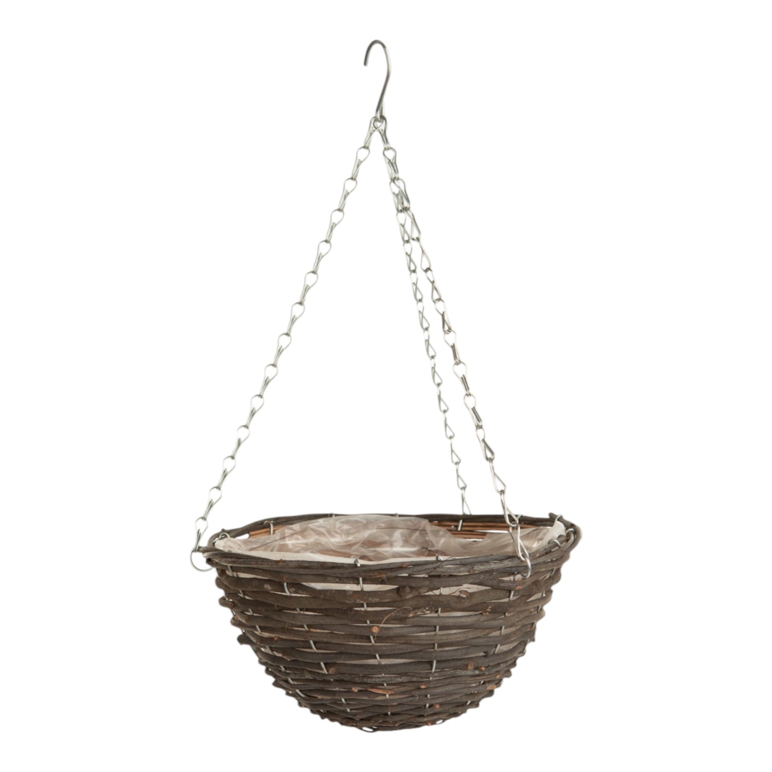 GROWERS OWN Black Rattan Hanging Basket 16" ROUND 40cm x 20cm