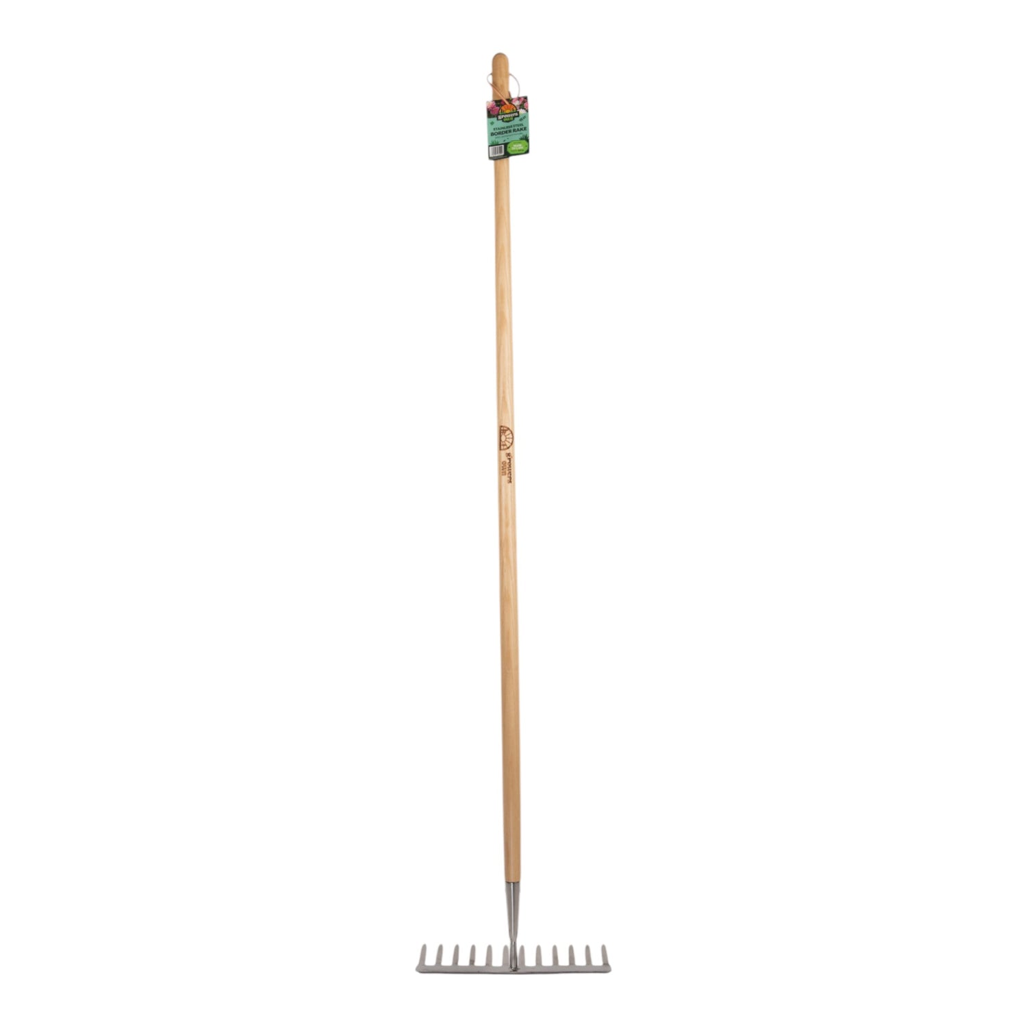 Growers Own Stainless Steel Border Rake with Ash Wood Handle