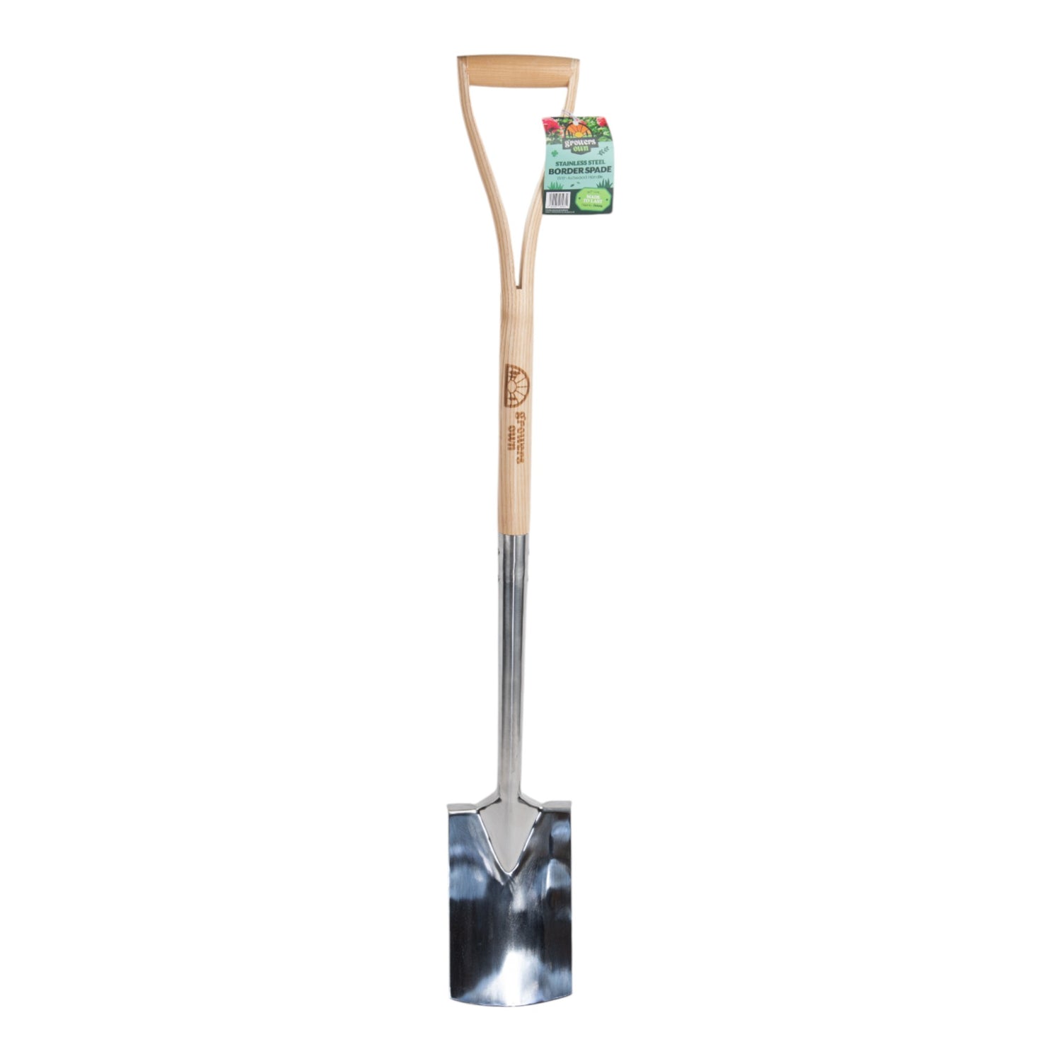 Growers Own Stainless Steel Border Spade with Ash Wood Handle