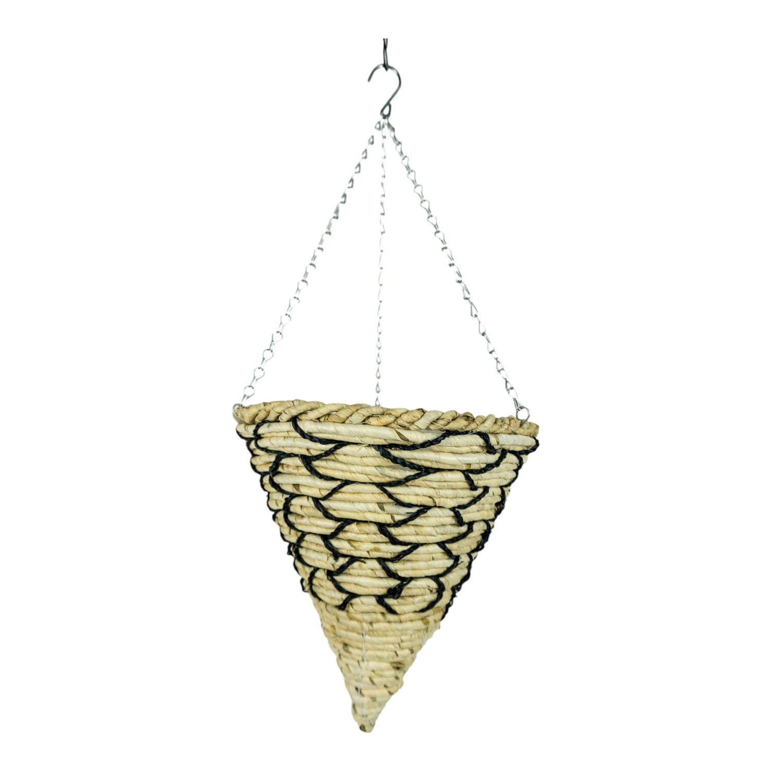 GROWERS OWN Burghley 14" Cone Hanging Basket - Water Grass Corn Rope