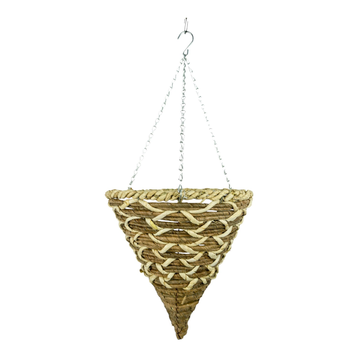 GROWERS OWN Harewood 14" Cone Hanging Basket - Corn Rope and Banana Leaf Rope