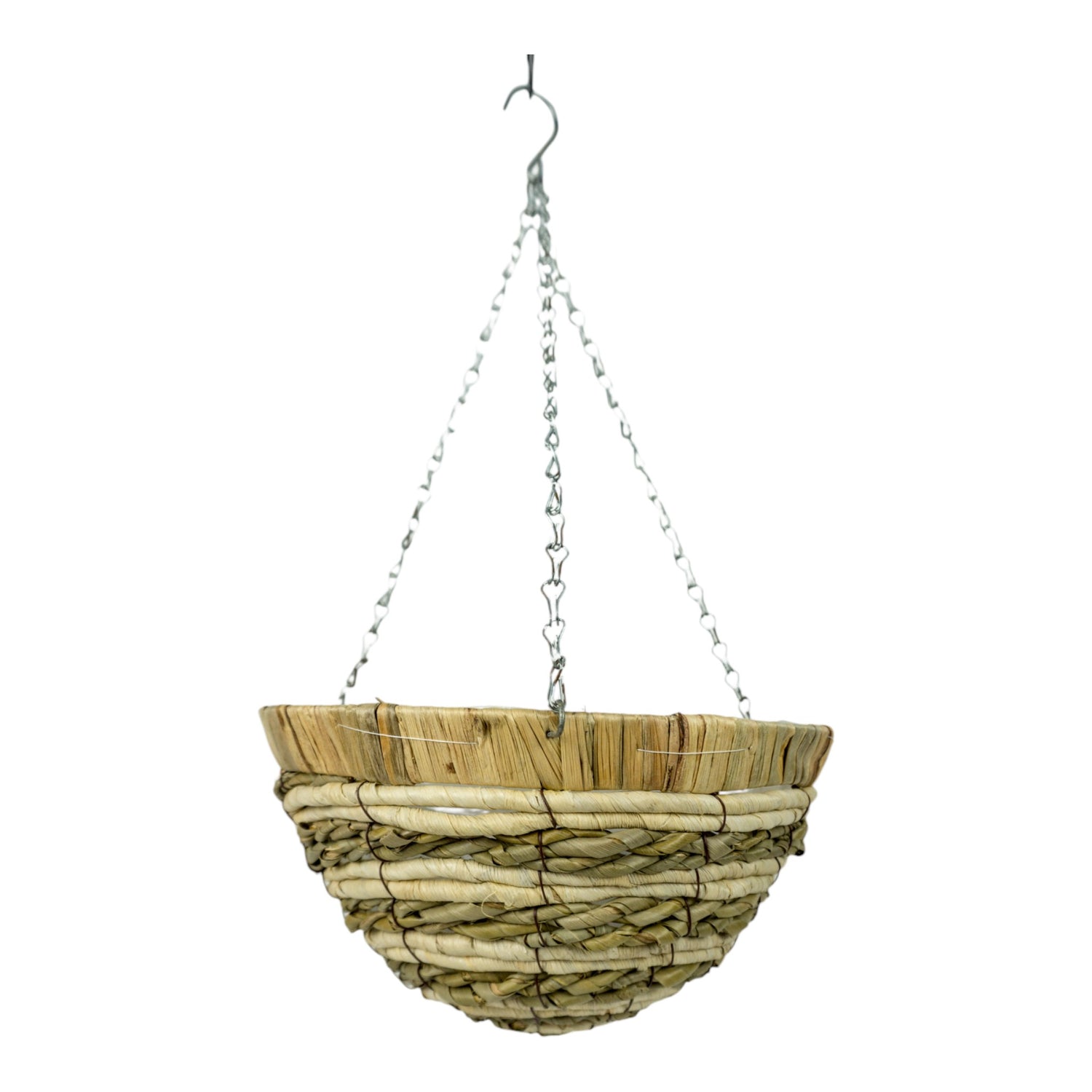 GROWERS OWN Holkham 14" Round Hanging Basket - Mountain Grass and Corn Rope