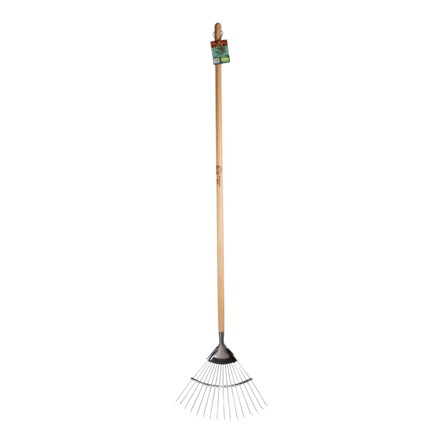 Growers Own Stainless Steel Lawn and Leaf Rake with Ash Wood Handle