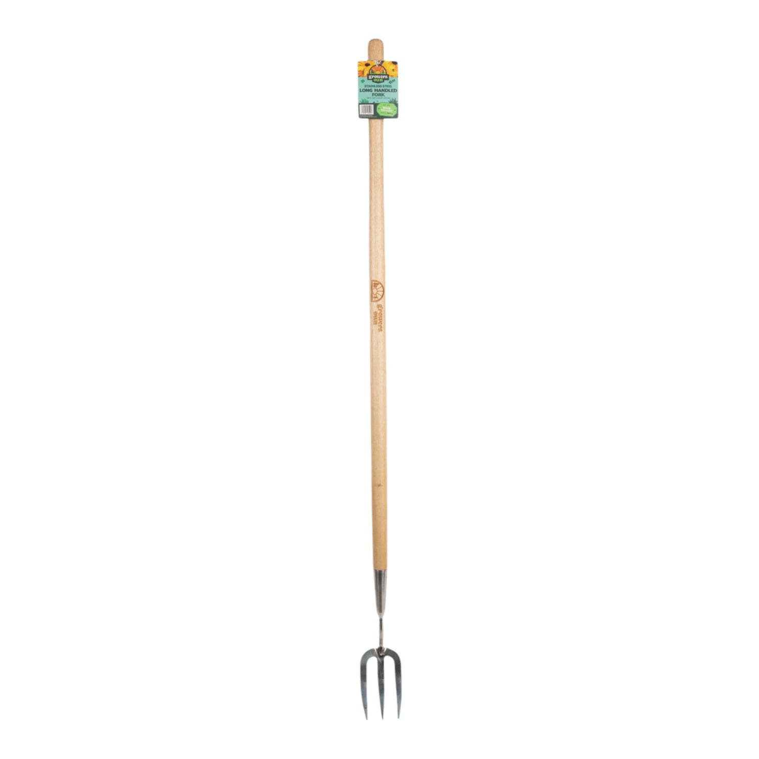 Growers Own Stainless Steel Long Handled Fork with Ash Wood Handle