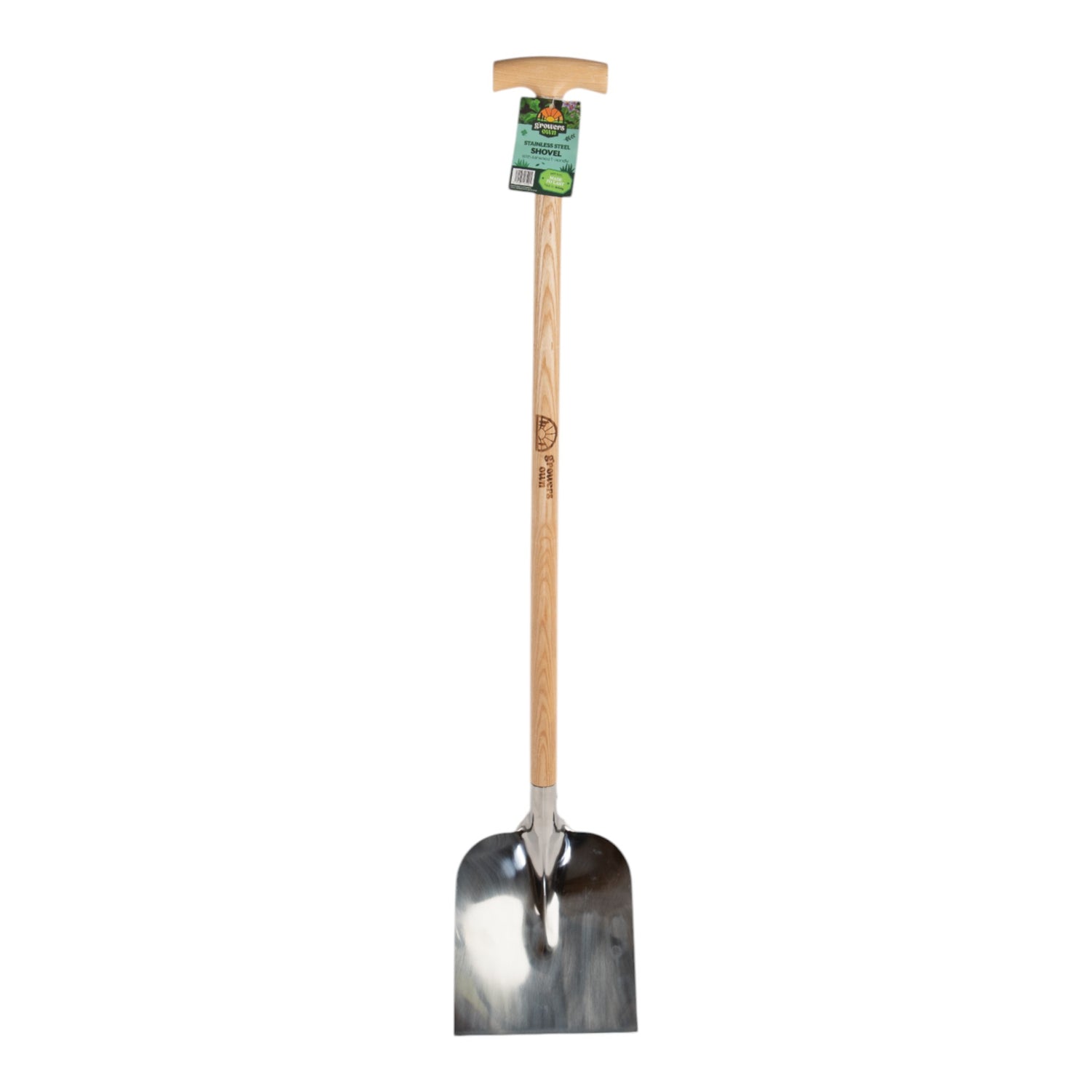 Growers Own Stainless Steel Shovel with Ash Wood T-Handle