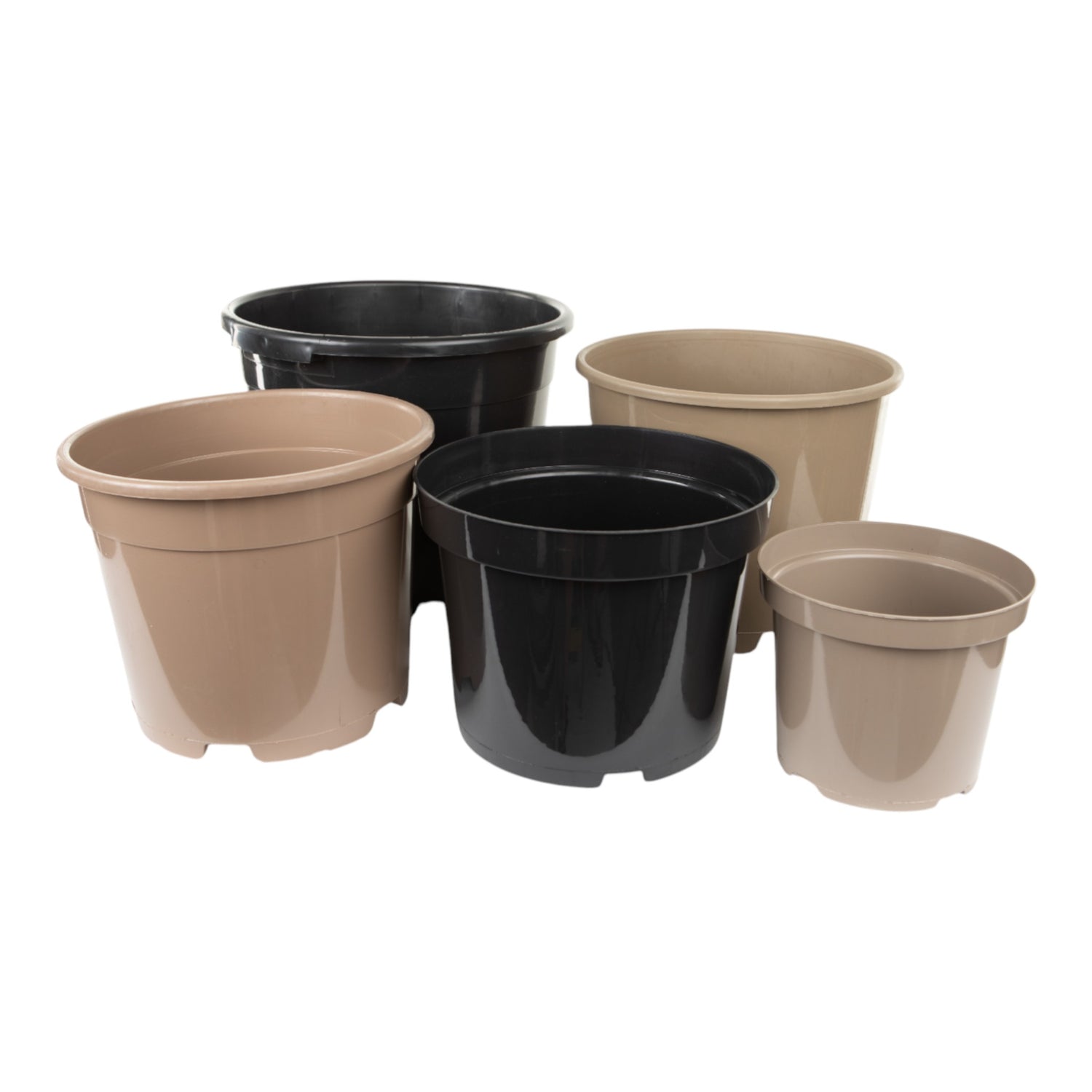 AEROPLAS 4ltr Non-Slotted Round Container Pot TAUPE