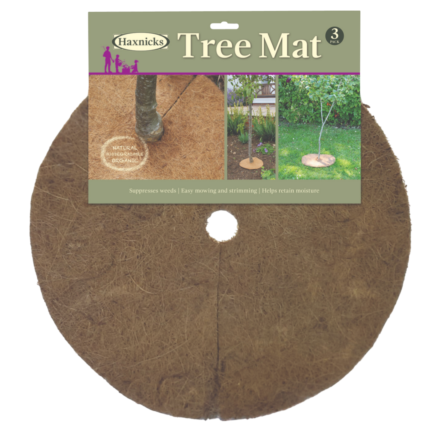 Haxnicks Tree Mat Jute Fibre 40cm Diameter - 3 Pack