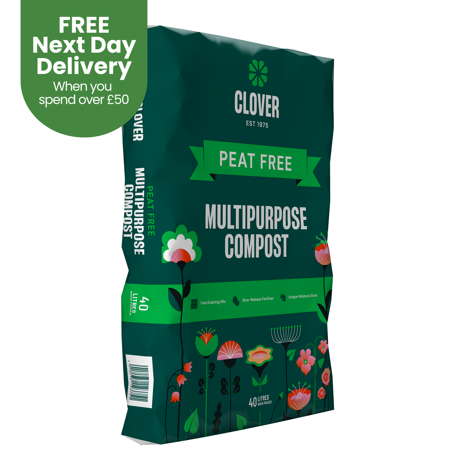 Creation Garden Supplies CLOVER 40l PEAT FREE multi purpose compost Garden supplies compost growing media gardening products uk