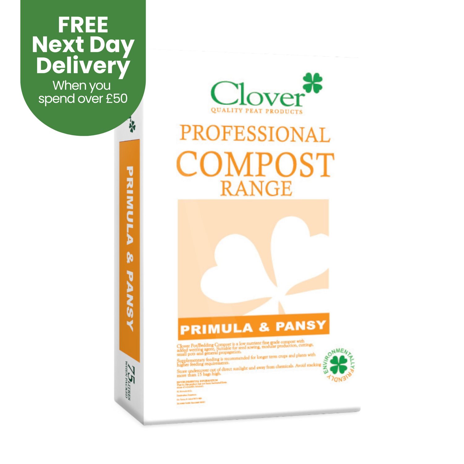 Creation Garden Supplies CLOVER 75l primula and pansyGarden supplies compost growing media gardening products uk peat