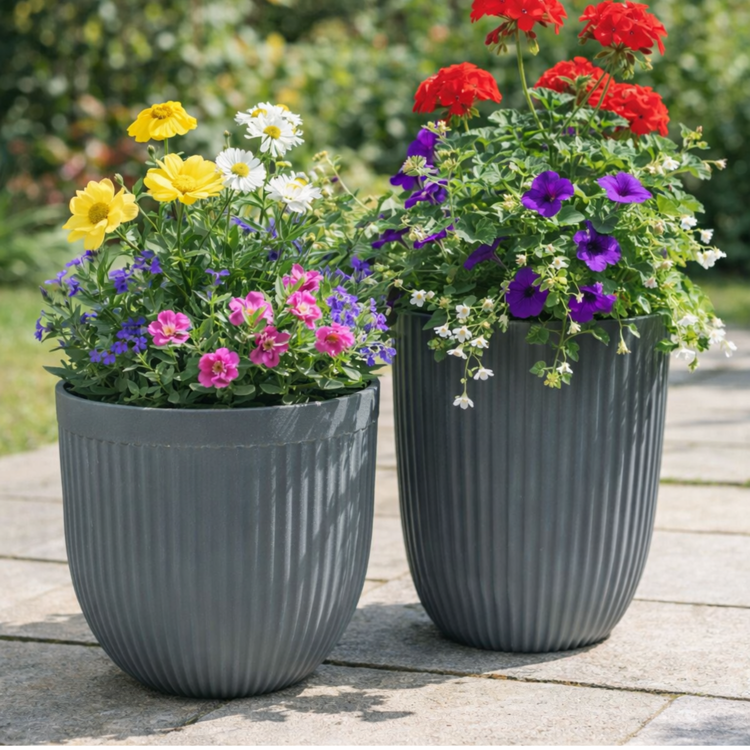 GROWERS OWN 12" Grey Fluted Planter