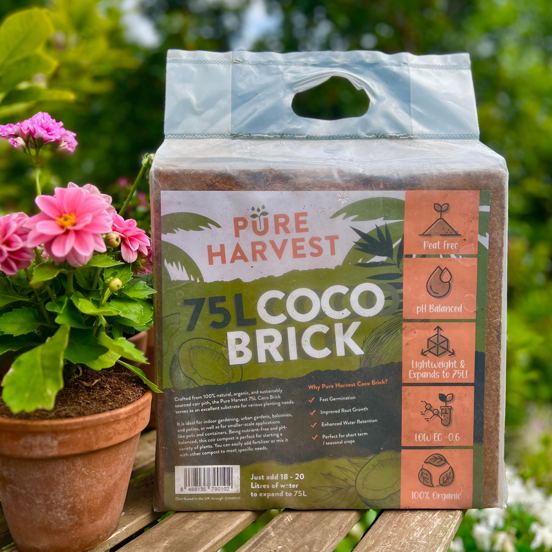 Creation Garden Supplies Pure harvest coco brick compost growing media peat free gardening products uk