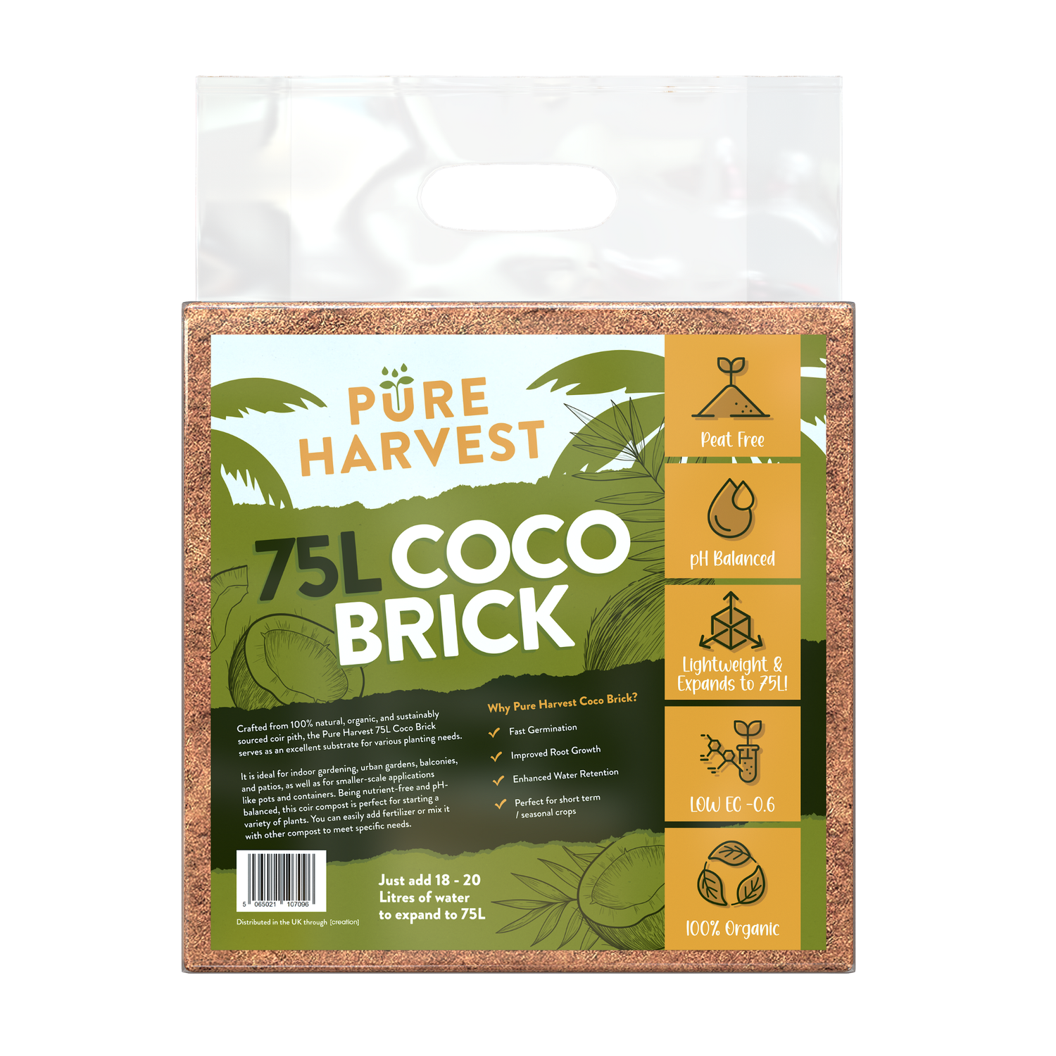 Creation Garden Supplies Pure harvest coco brick compost growing media peat free gardening products uk 4