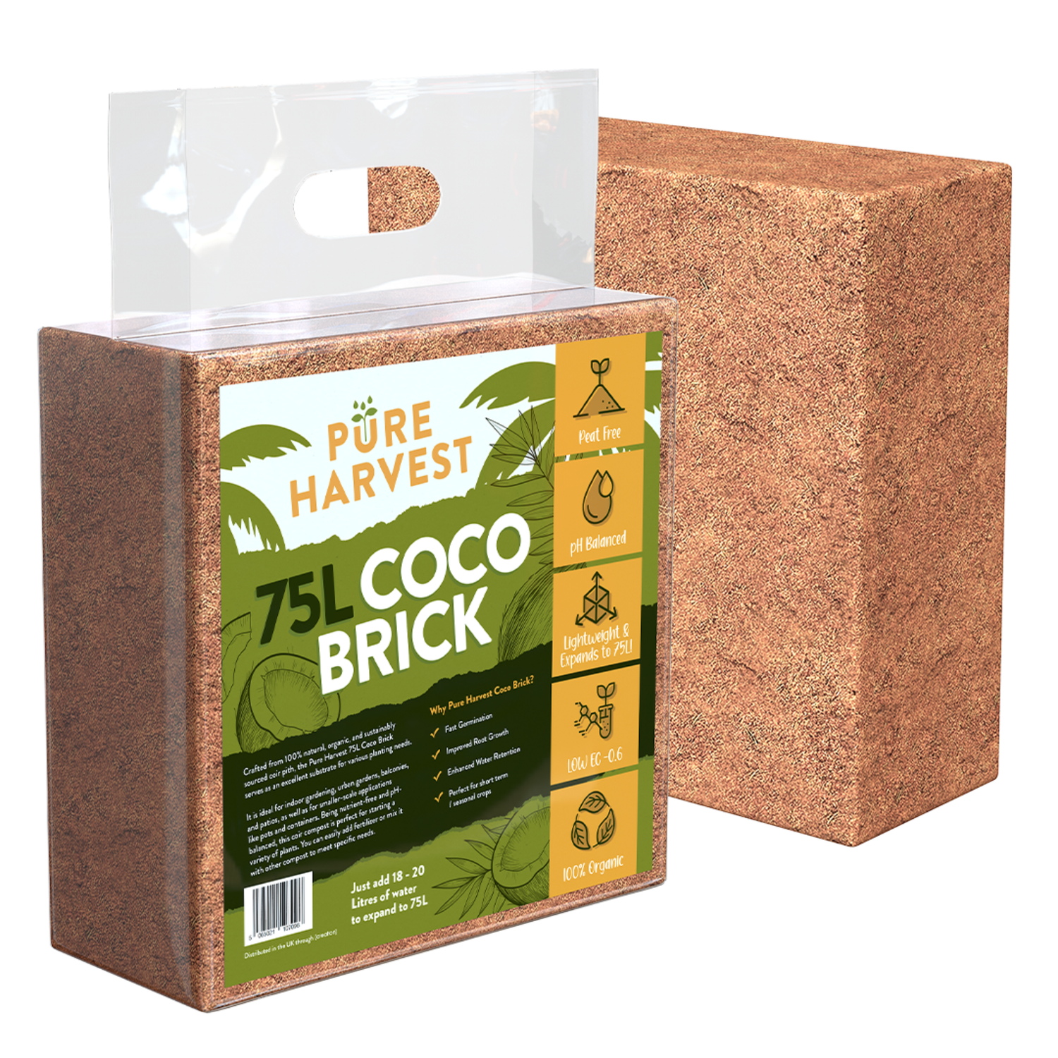 Creation Garden Supplies Pure harvest coco brick compost growing media peat free gardening products uk