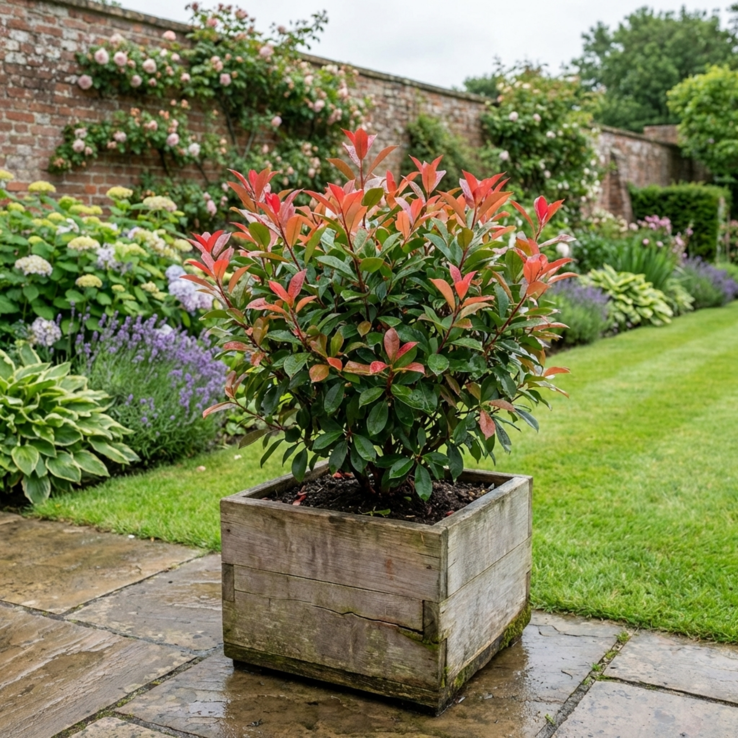 1 Photinia Magical Volcano Evergreen Shrub, Fast Growing Hedge Plant, 3 Litre Root-Ball
