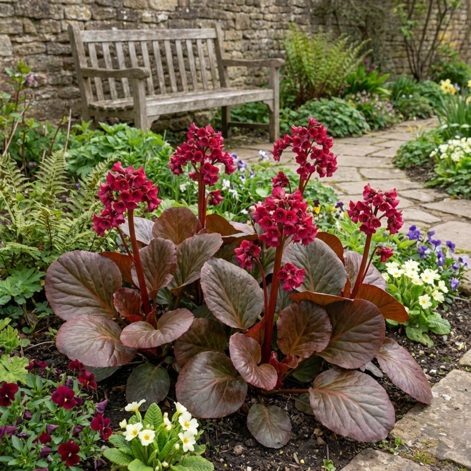 Set of 3 or 6 Bergenia Rotblum Hardy Evergreen Perennial Plants, Pink Flowering Ground Cover, Outdoor Garden Ready, 1 Litre Root-Ball