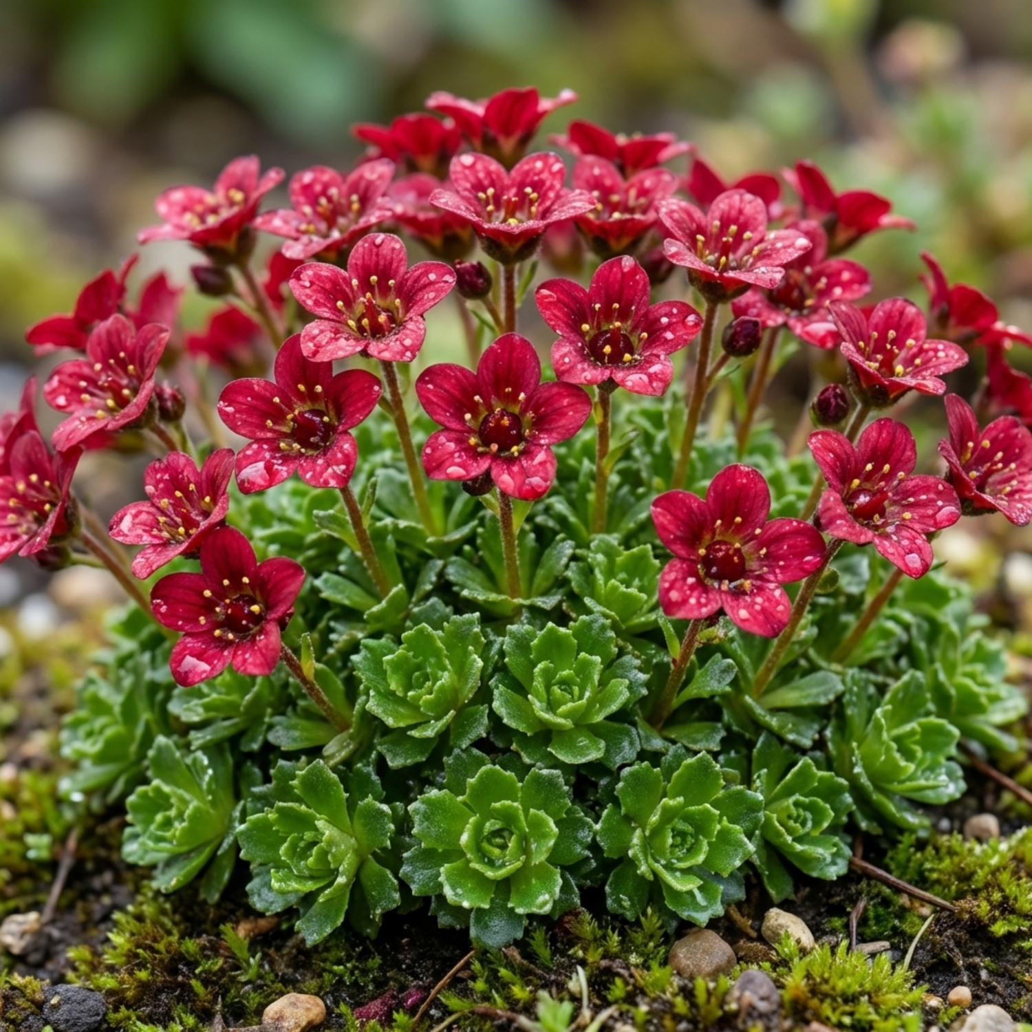 Set of 3 or 6 Saxifrage Ice Colours Red Plants, Hardy Alpine Perennial Rockery Ground Cover, Outdoor Garden Ready, 1 Litre Root-Ball