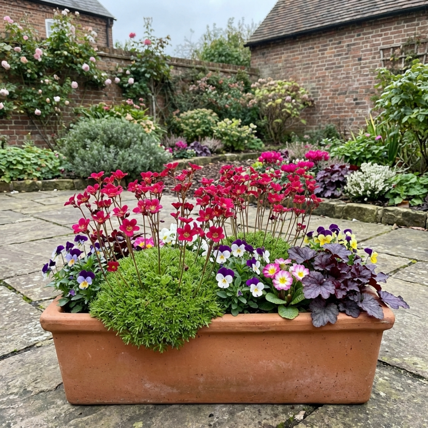 Set of 3 or 6 Saxifrage Ice Colours Red Plants, Hardy Alpine Perennial Rockery Ground Cover, Outdoor Garden Ready, 1 Litre Root-Ball