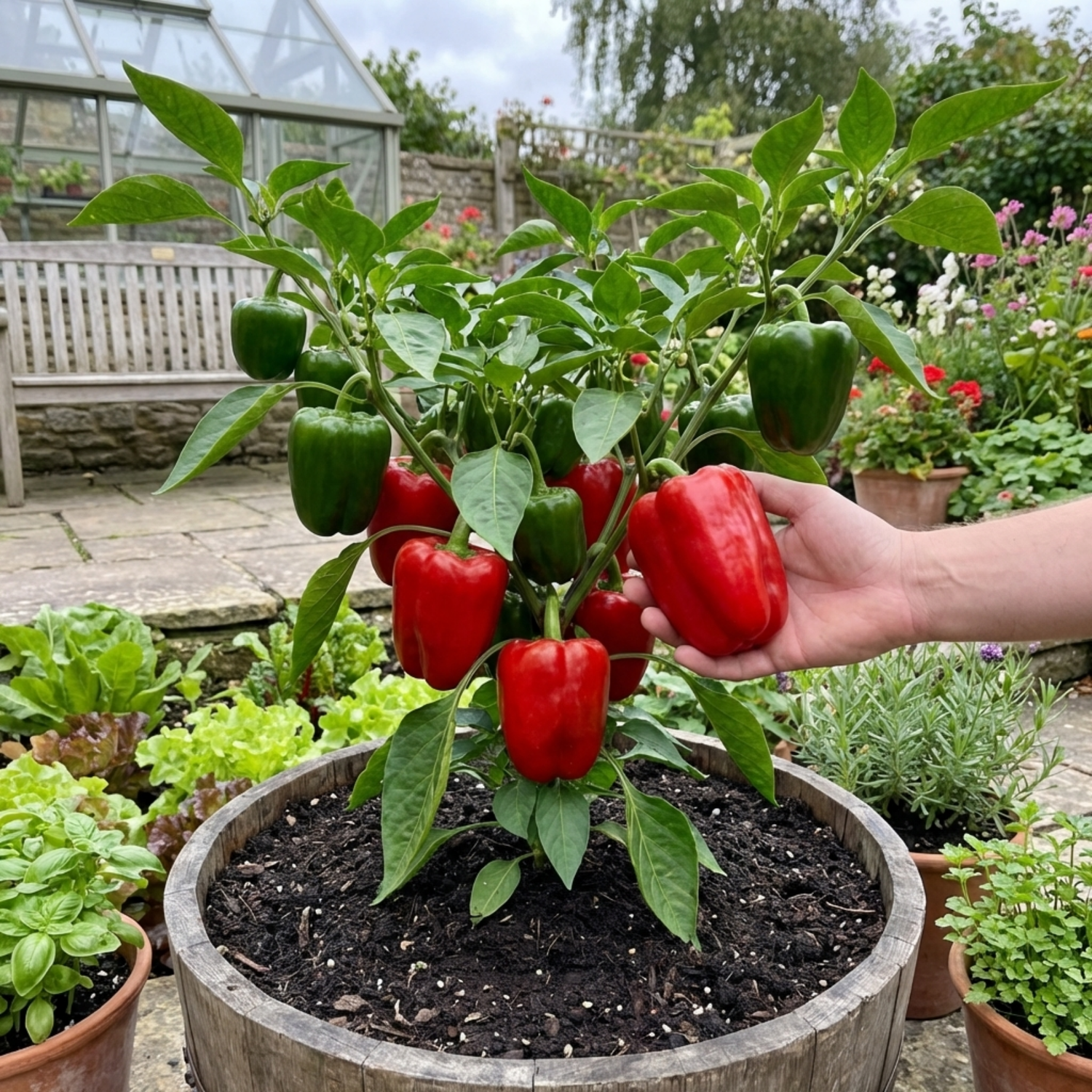 Set of 6 Large Sweet Pepper Plants - Red King Variety, Ready to Plant in Your Garden