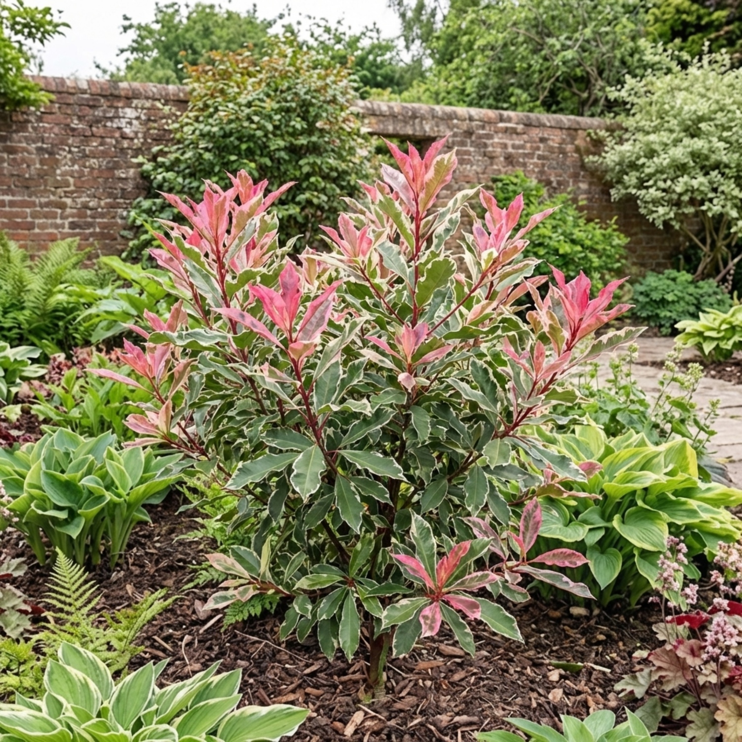 1 Photinia Fraseri Pink Crispy Plant, Evergreen Hedge Shrub, Outdoor Garden Ready, 3 Litre Root Ball