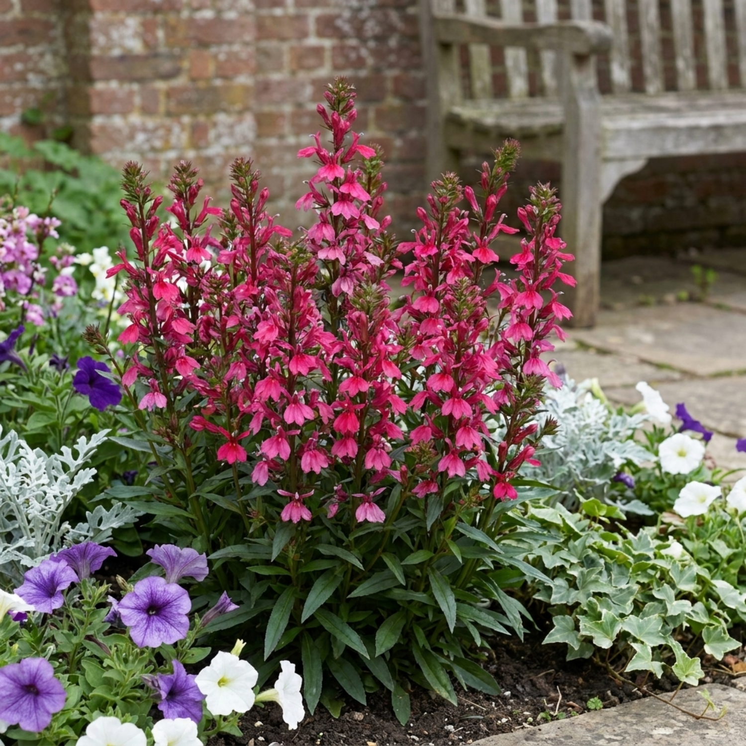 Set of 3 or 6 Lobelia Starship Deep Rose Upright Hardy Perennial Plants, Summer Garden Ready, 1 Litre Root Ball