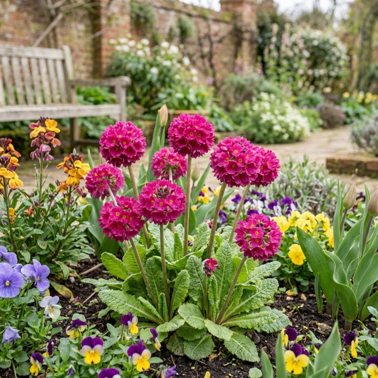 Set of 3 or 6 Primula Denticulata Deep Rose Hardy Perennial Plants, Spring Flowering, Outdoor Garden Ready, 1 Litre Root-Ball