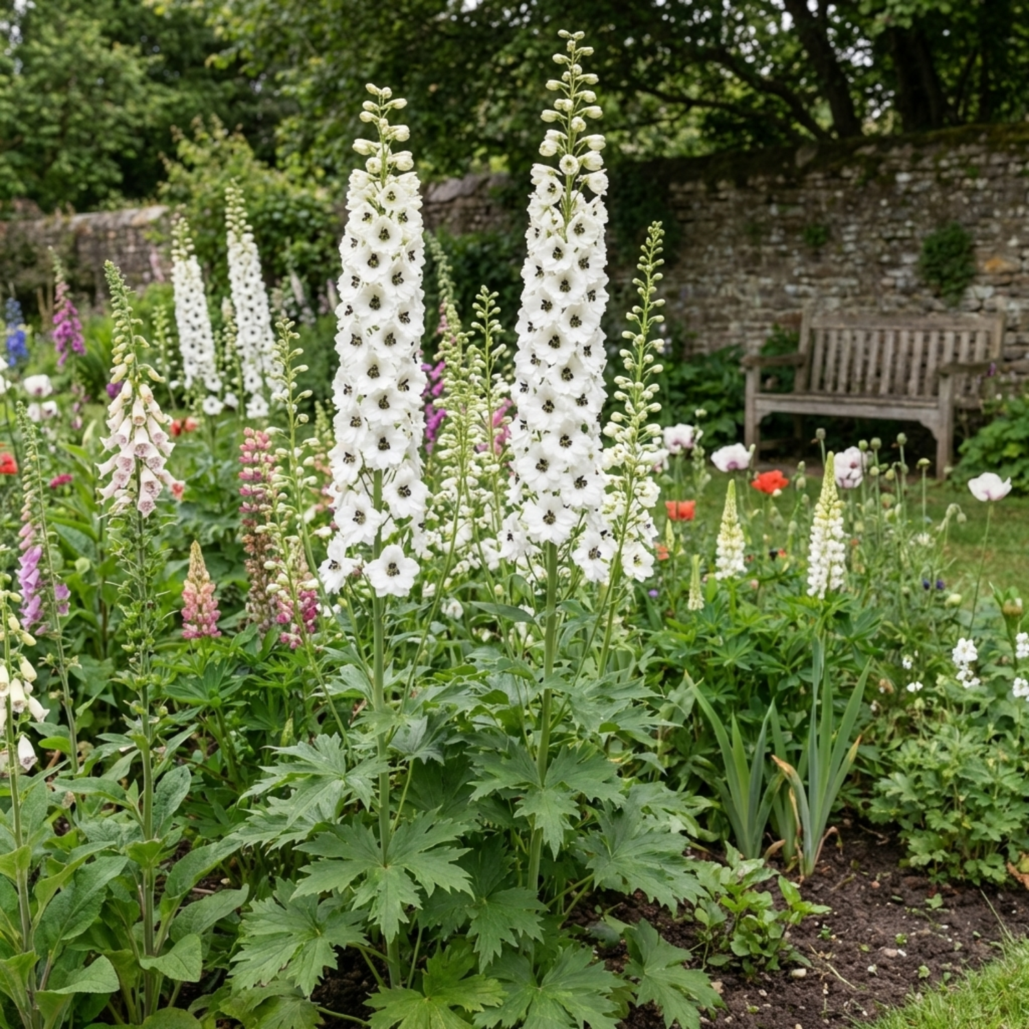Set of 3 or 6 Delphinium Pacific Giants Galahad Hardy Perennial Plants, Tall Cottage Garden Flowers, Outdoor Garden Ready, 1 Litre Root-Ball