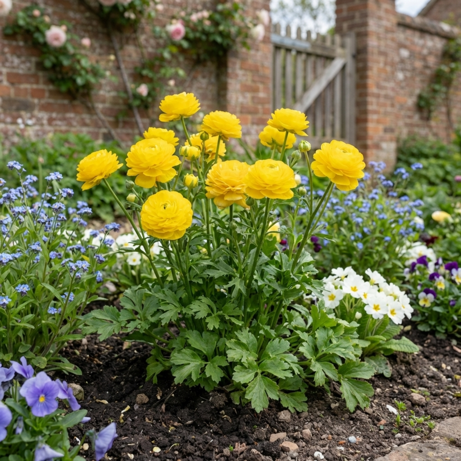 Set of 3 or 6 Ranunculus Vortex Lemonade Persian Buttercup Plants, Hardy Yellow Perennials, Spring & Autumn Flowering, Outdoor Garden Ready, 1 Litre Root-Ball