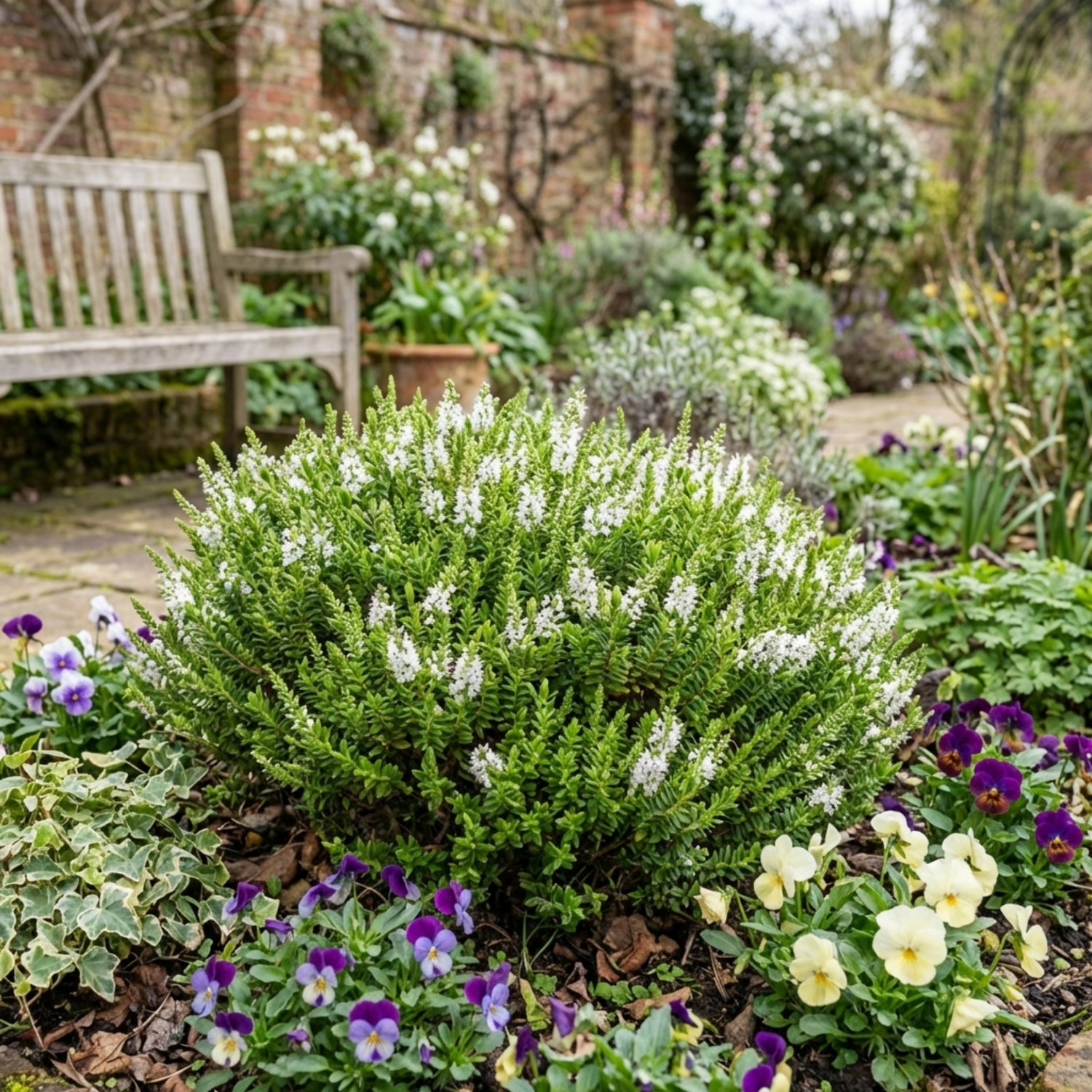Set of 3 or 6 Hebe Sutherlandii Hardy Evergreen Flowering Perennial Shrub Plants, Outdoor Garden Ready, 1 Litre Root-Ball
