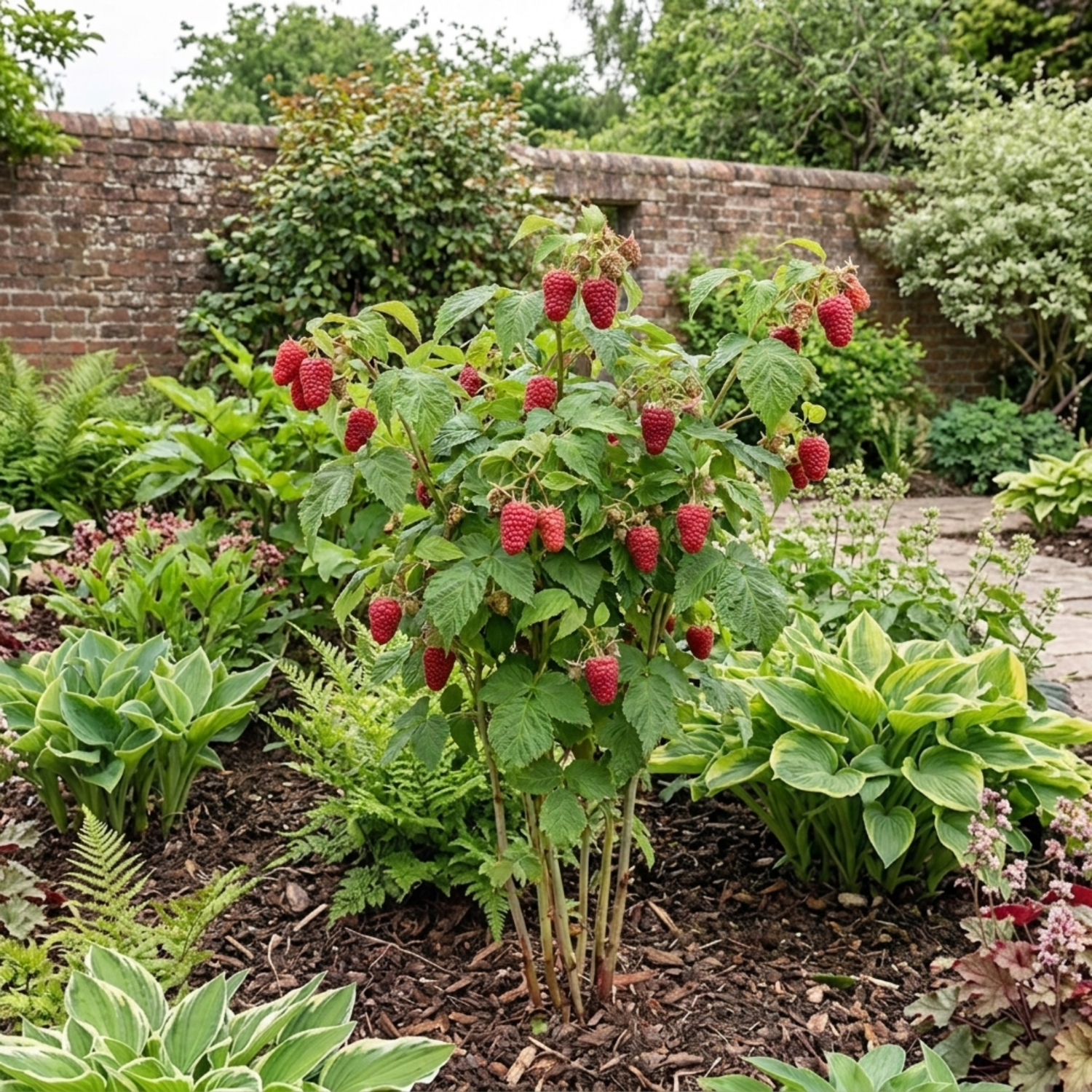 1 Raspberry Glem Ample Summer Fruiting Plant, Hardy Fruit Bush, Garden Ready, 17cm Root-Ball