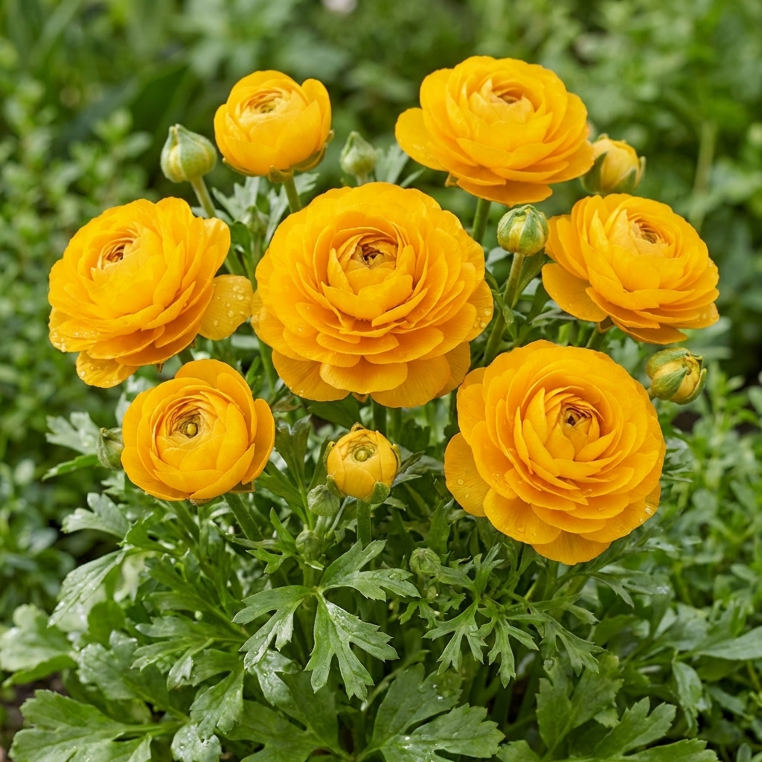 Set of 3 or 6 Large, Outdoor Garden Ready Plants - Rannunculus Vortex Golden Yellow