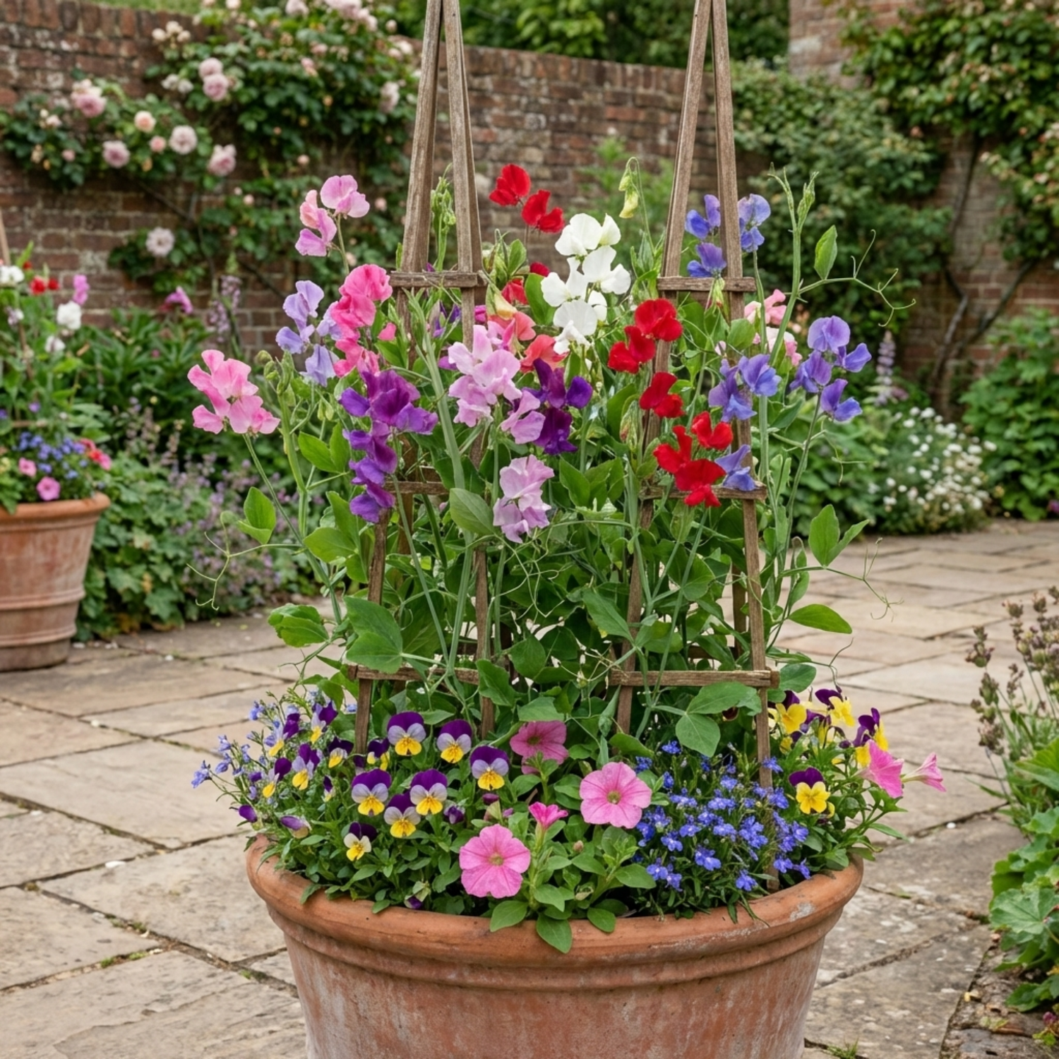 Set of 3 or 6 Large, Garden Ready Plants - Sweet Pea Spencer Mix, 10.5 cm Rootballs