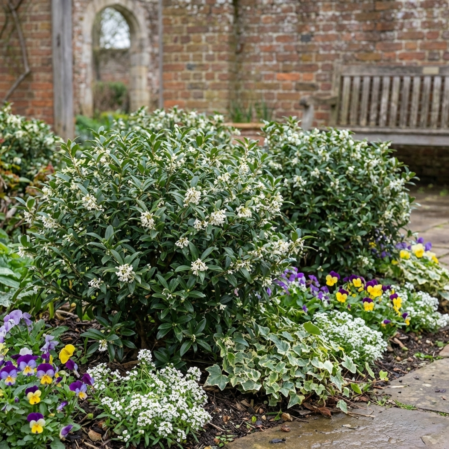 Set of 3 or 6 Osmanthus Burkwoodii Plants, Fragrant Evergreen Hedging Shrubs, Outdoor Garden Ready, White Flowers, 11cm Root-Ball