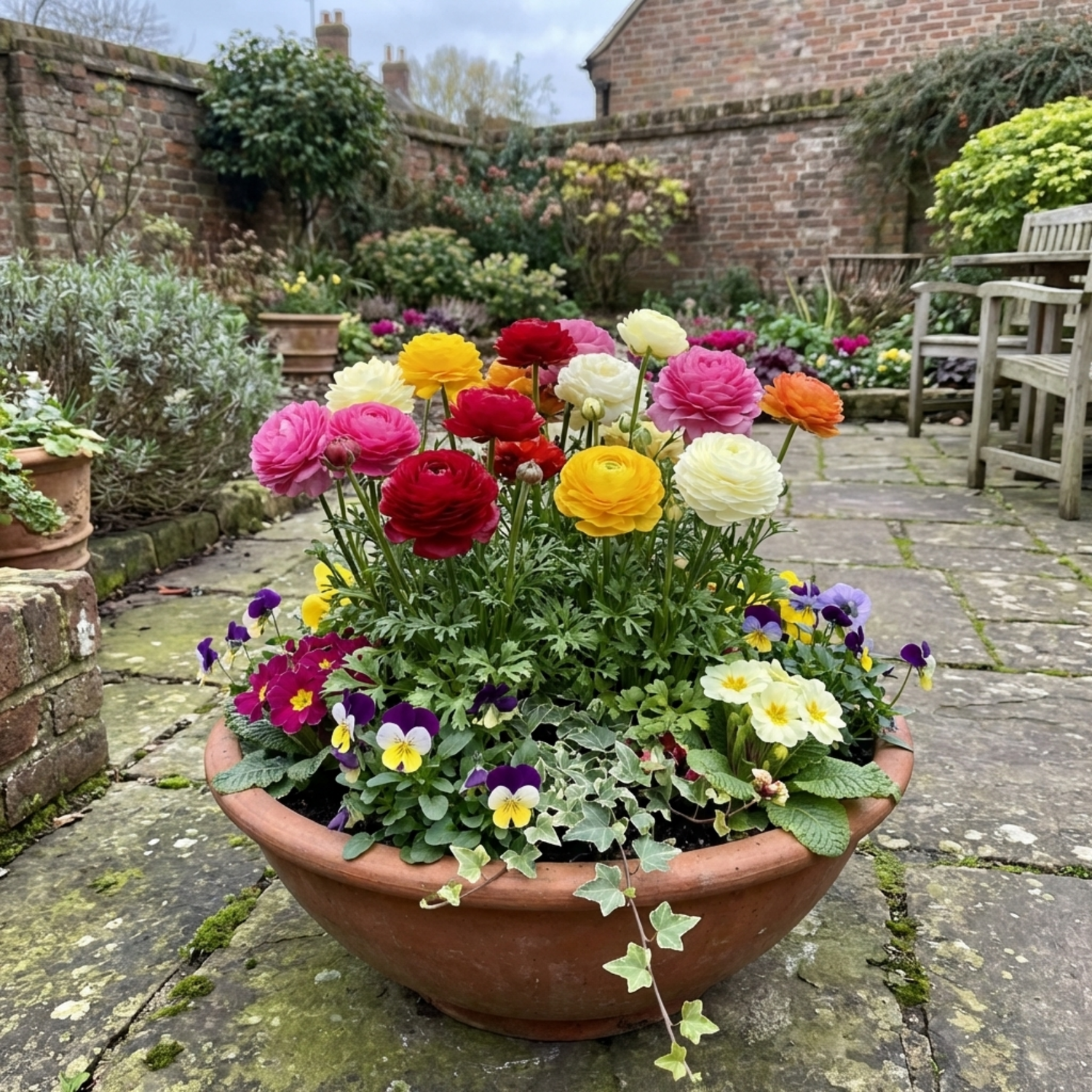 Set of 3 or 6 Ranunculus Growers Colour Mix Plants, Persian Buttercup, Spring Flowering, Outdoor Garden Ready, 1 Litre Root-Ball