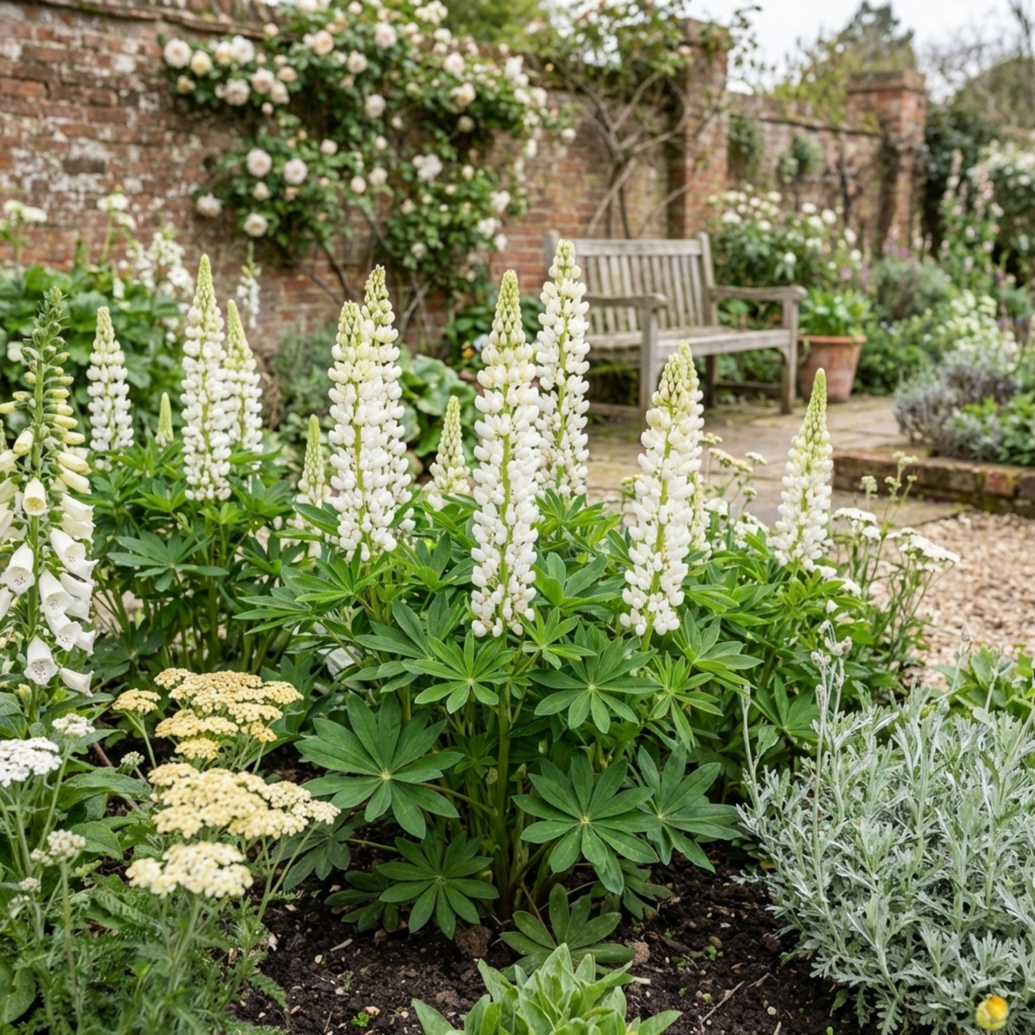 6 Hardy Lupin Legendary White Perennial Plants, Bee Friendly Cottage Garden Lupins, 1 Litre Root Ball