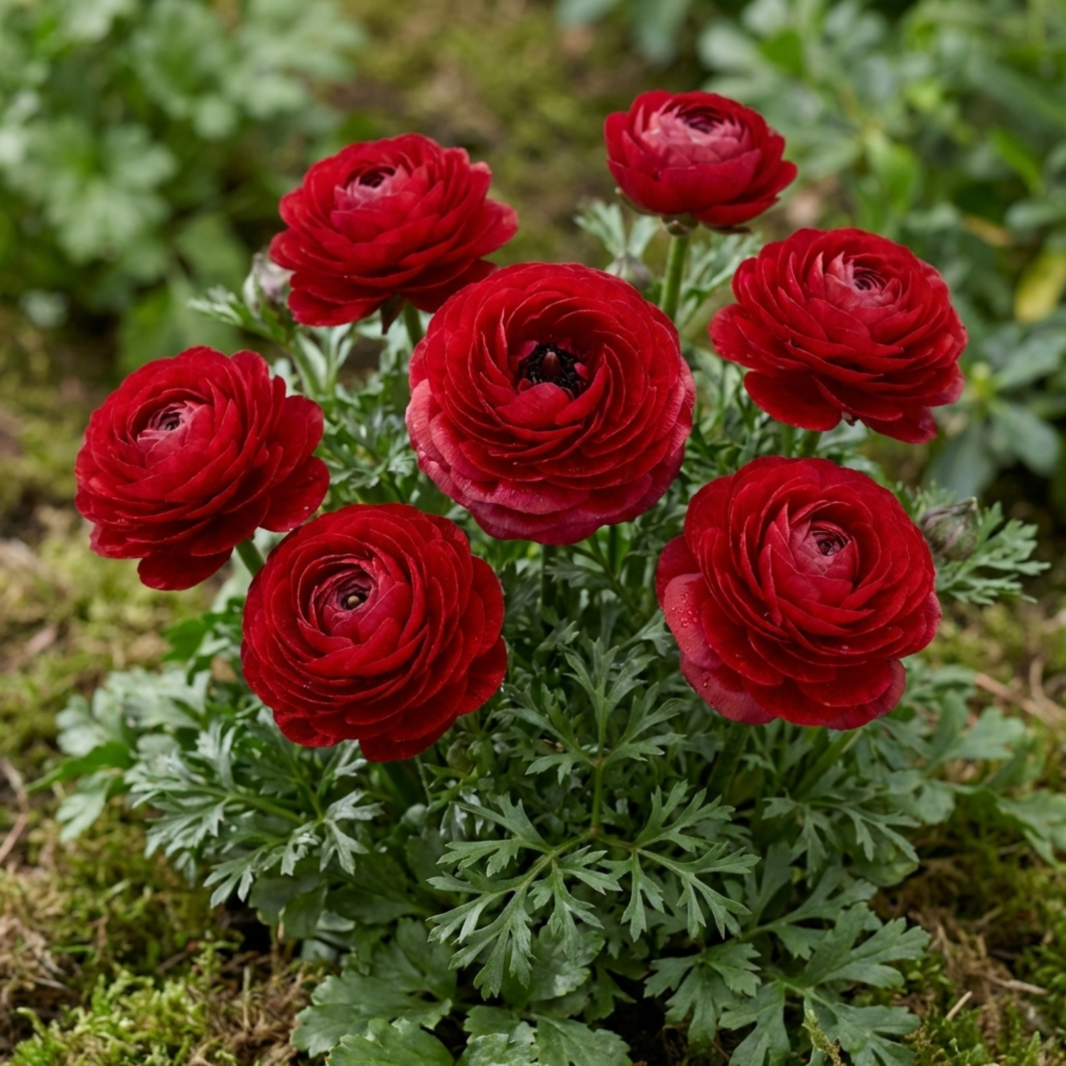 Set of 3 or 6 Ranunculus Vortex Red Persian Buttercup Plants, Spring & Autumn Flowering, Outdoor Garden Ready, 1 Litre Root-Ball