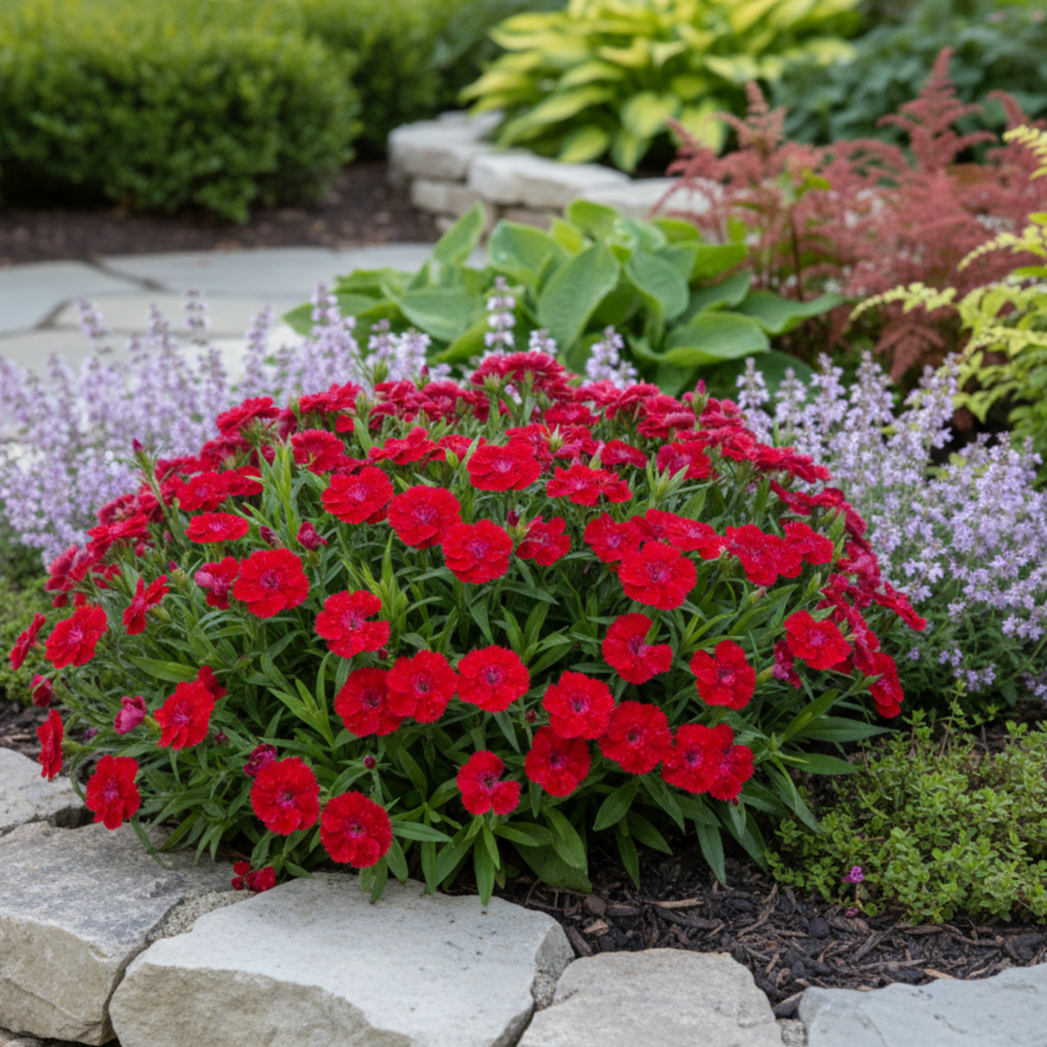 1 Large Plant - Dianthus Dart Scarlet, Ready to Plant in Your Garden, 2L Pot