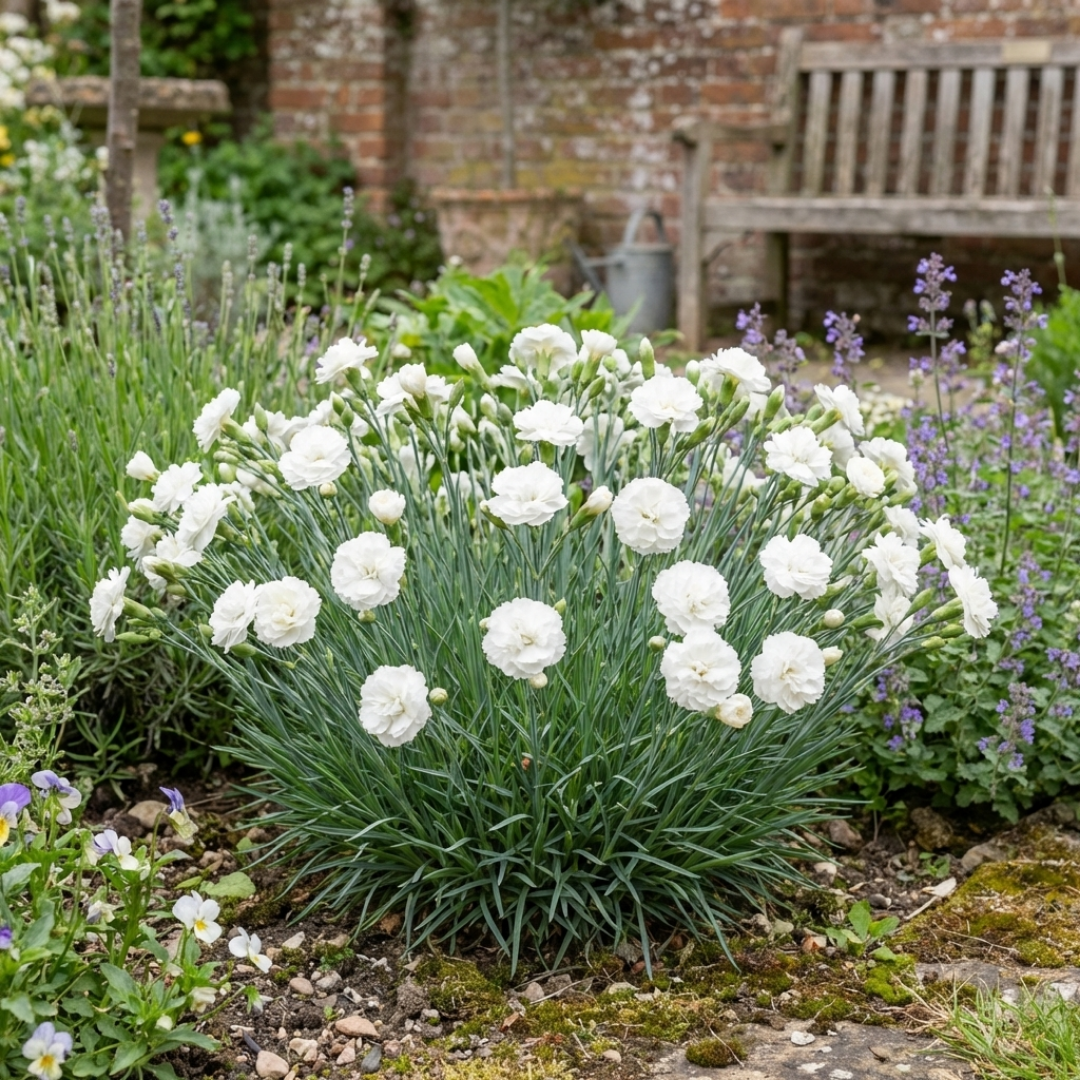 Set of 3 or 6 Large Plants - Dianthus Oscar White, Outdoor Garden Ready