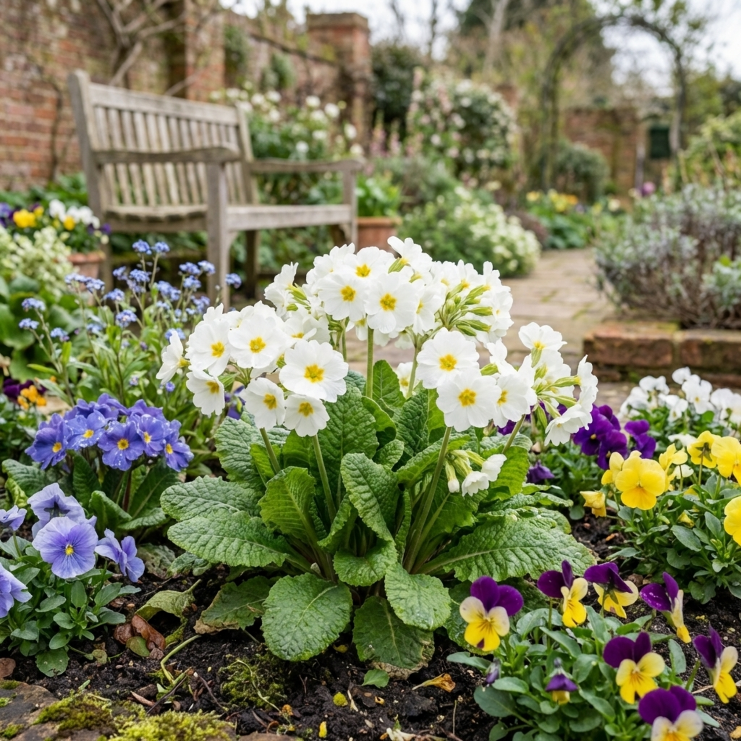 Set of 3 or 6 Primrose Queen White Hardy Perennial Plants, Spring Flowering, Outdoor Garden Ready, 1 Litre Root-Ball