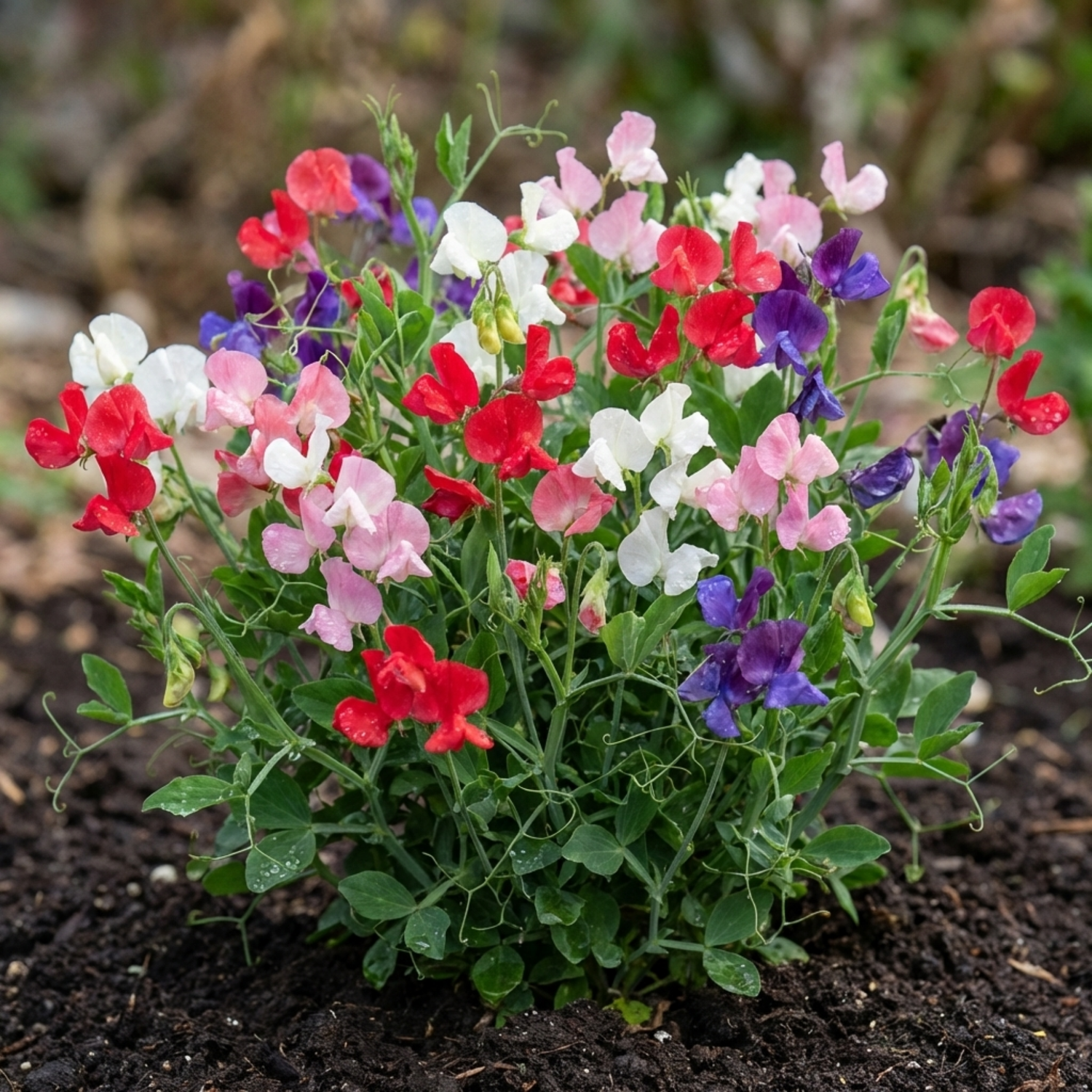 Set of 3 or 6 Large, Garden Ready Plants - Sweet Pea Little Sweetheart Mix, 10.5 cm