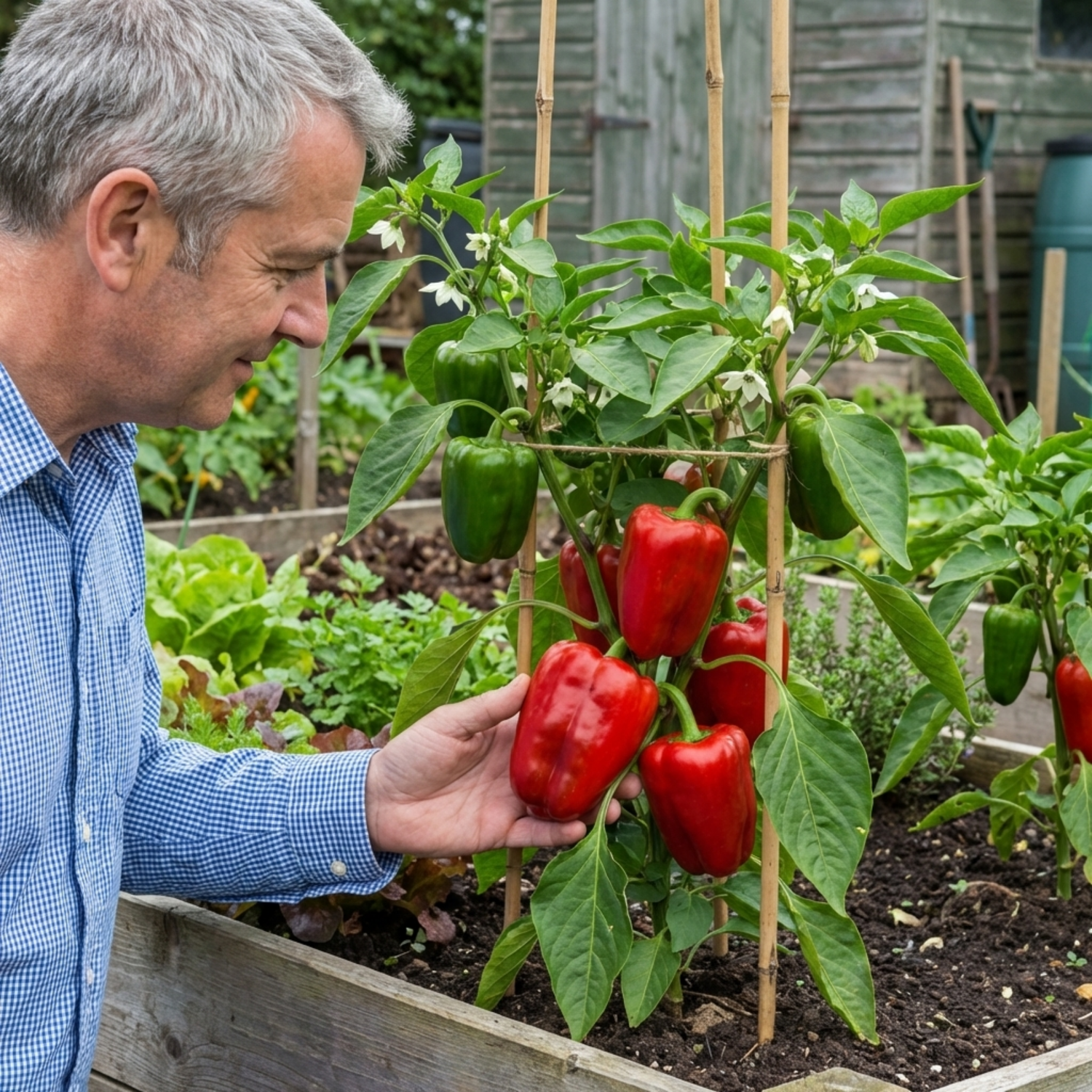 Set of 6 Large Sweet Pepper Plants - Red King Variety, Ready to Plant in Your Garden